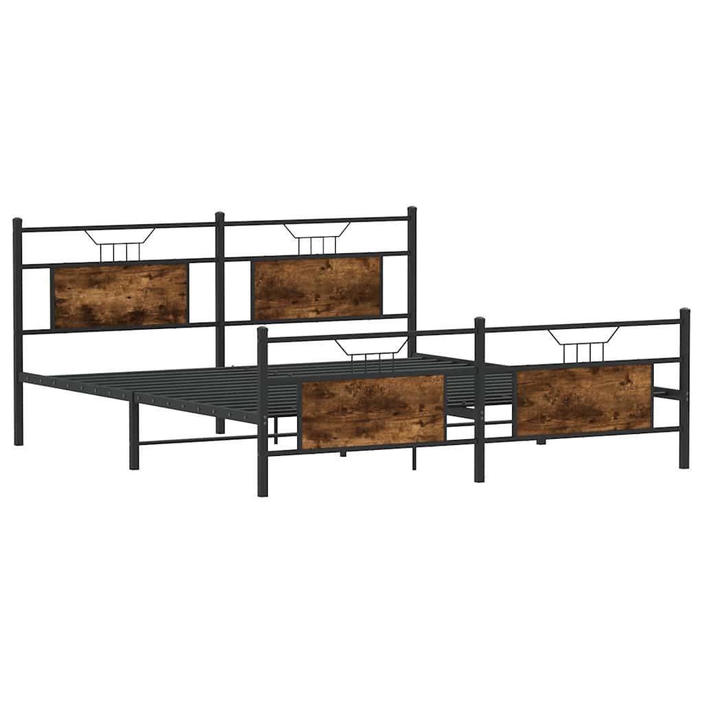vidaXL Bett Metallbett ohne Matratze Räuchereiche günstig online kaufen