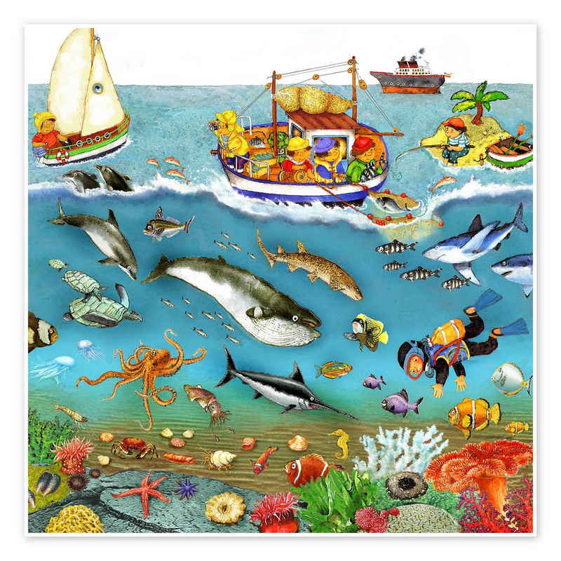 Posterlounge Poster Marion Krätschmer, Tief im Meer, Kindergarten Maritim Kindermotive