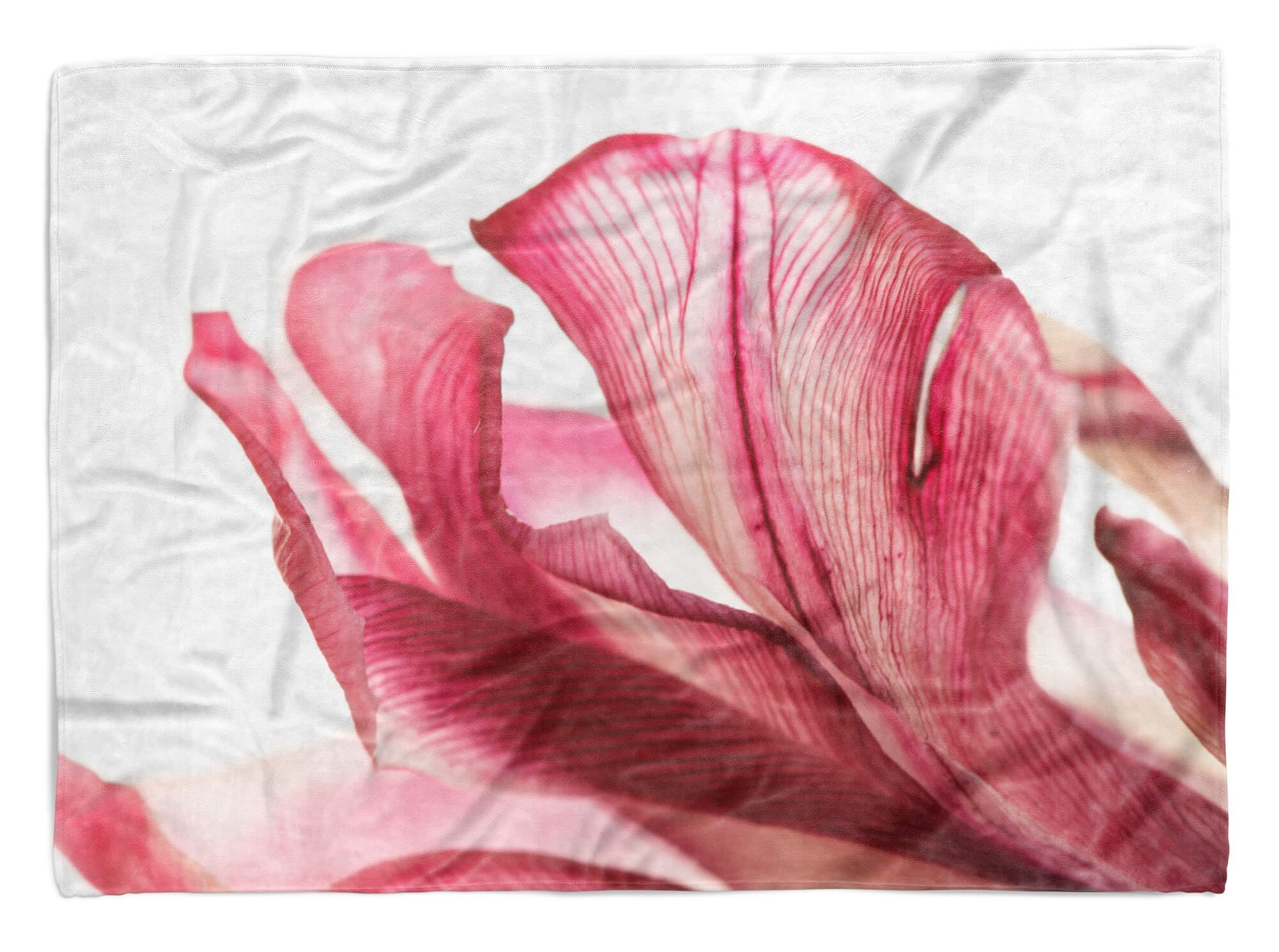 Sinus Art Handtücher Handtuch Strandhandtuch Saunatuch Kuscheldecke mit Fotomotiv Blume Blüte Rot Na, Baumwolle-Polyester-Mix (1-St), Handtuch