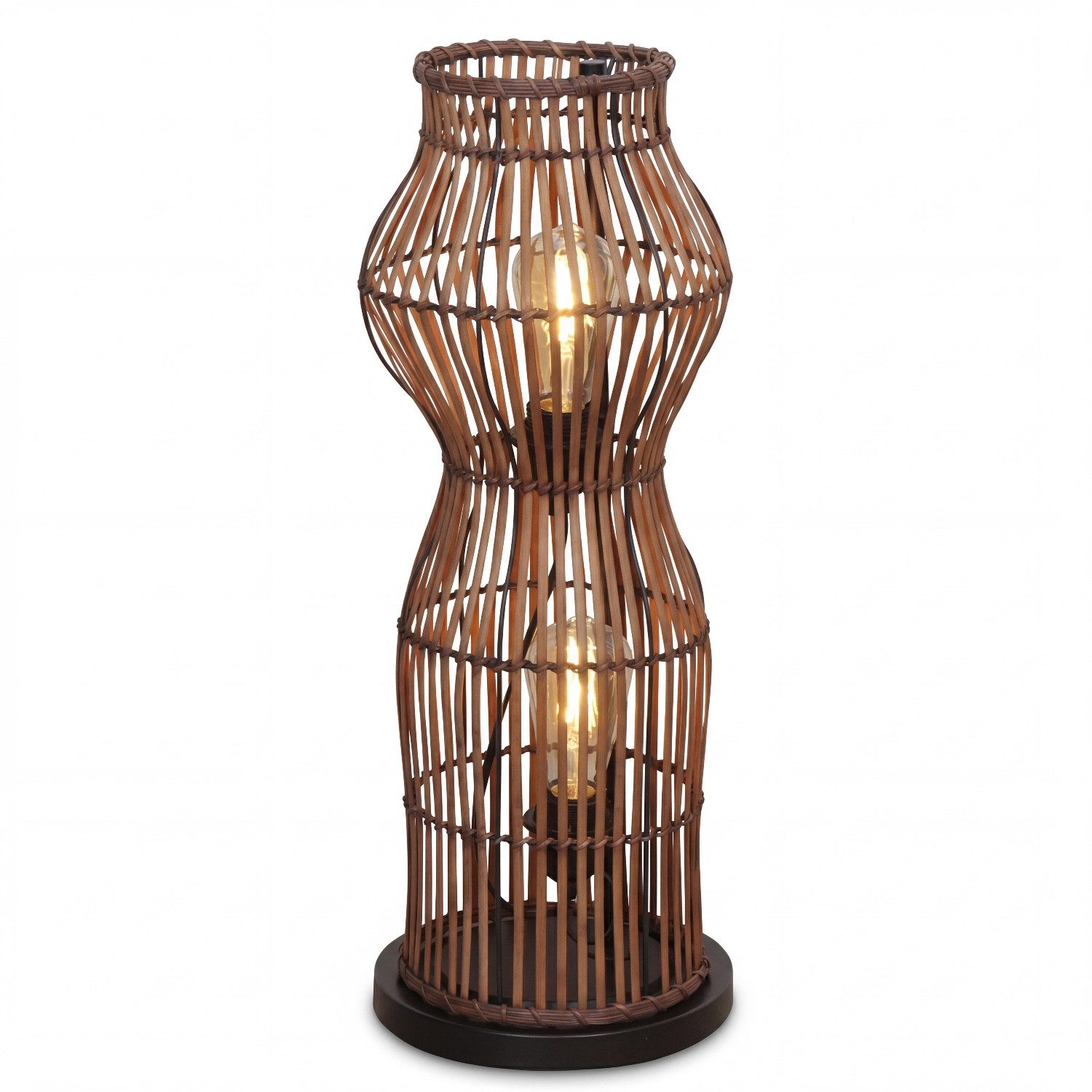 Licht-Erlebnisse Stehlampe ARSTAL, ohne Leuchtmittel, Bambus dunkel Schwarz Metall E27 H:60 cm klein Boho Wohnzimmer Modern