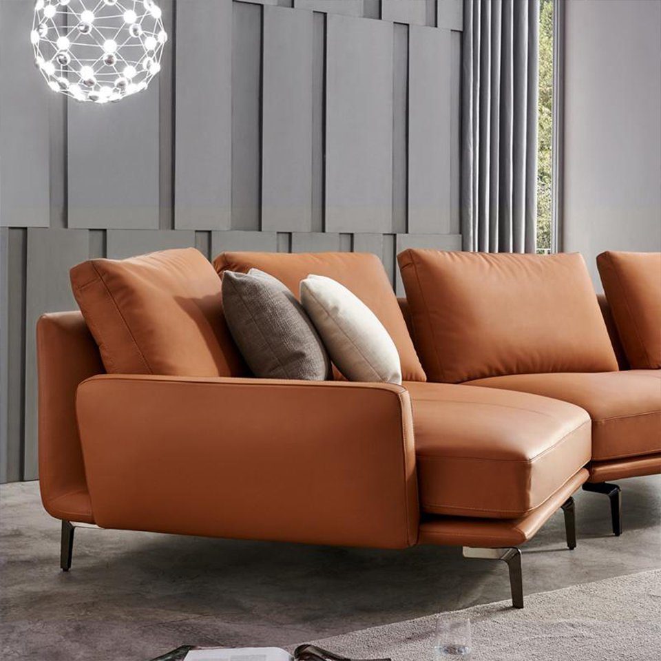 Ecksofa L-Form Sofas JVmoebel Ecksofa Ledersofa Sofa Couch Moderne Braun