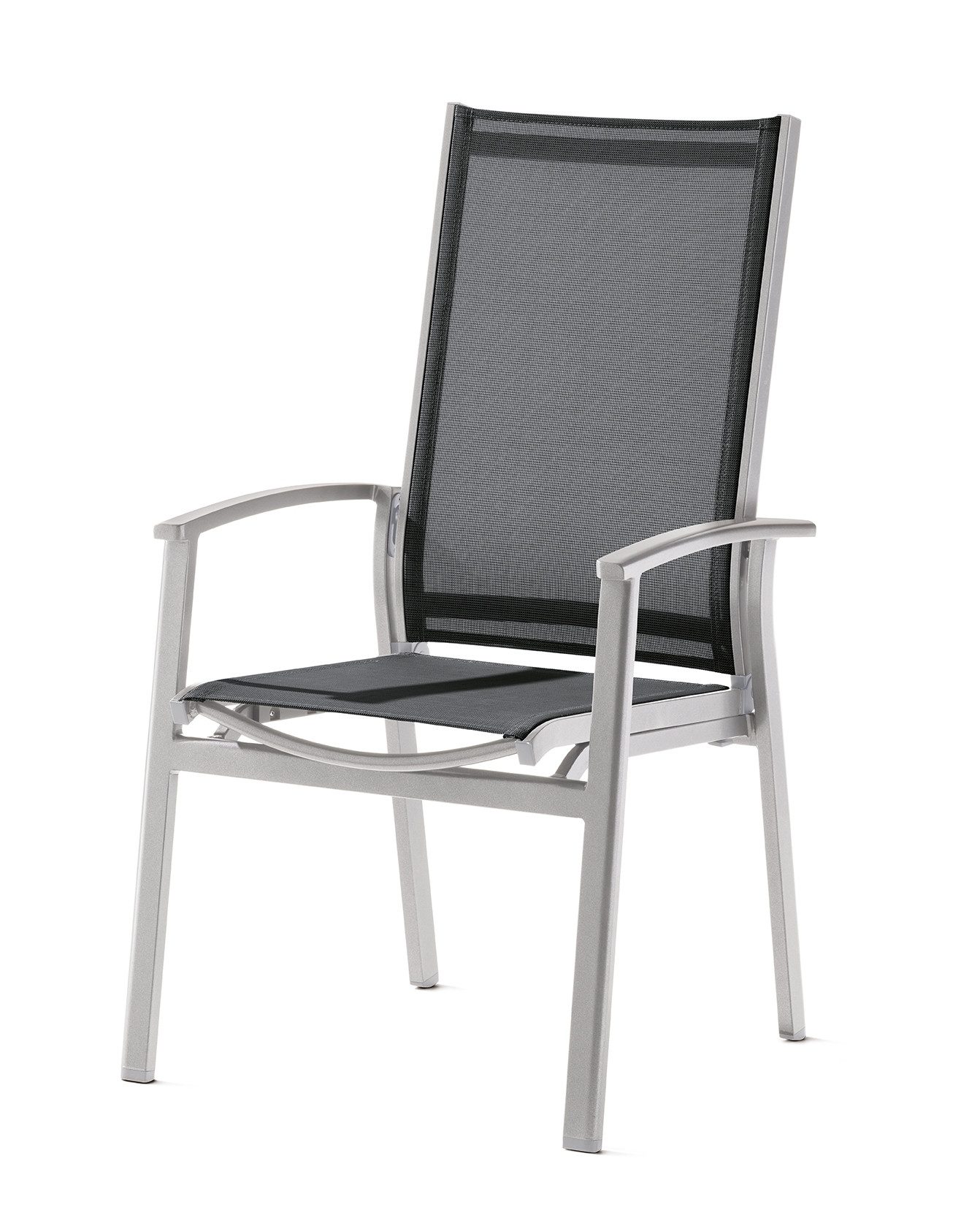 Gartensessel in Silbergrau, Kunstfasergewebe - 63x110x64cm (BxHxT)