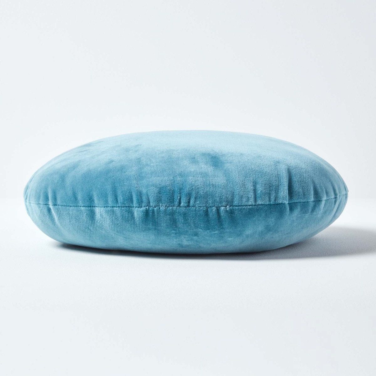 Homescapes Dekokissen Samt Kissen, 40 cm rund, himmelblau