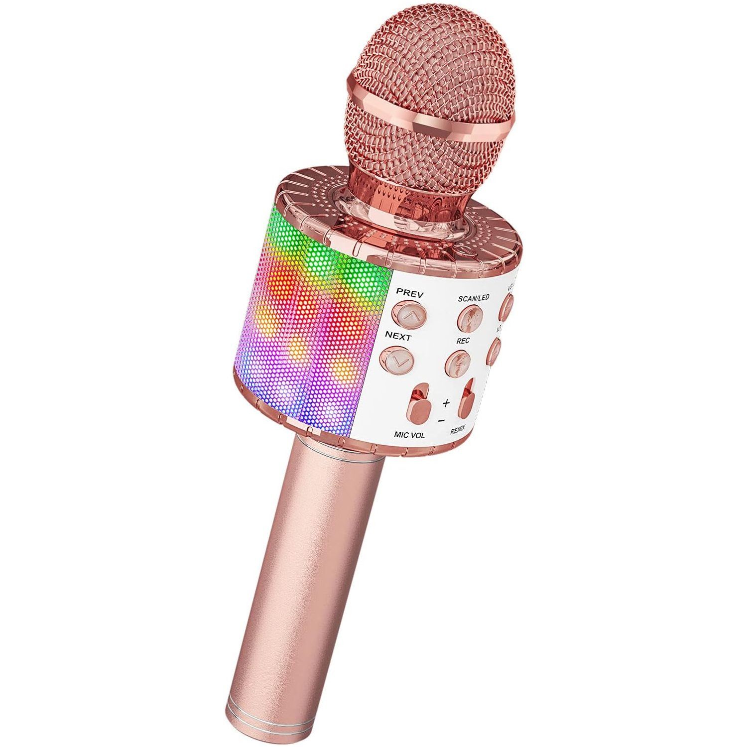 Bluetooth Karaoke Mikrofon,Drahtlose Kinder Microphon Lautsprecher mit  Licht