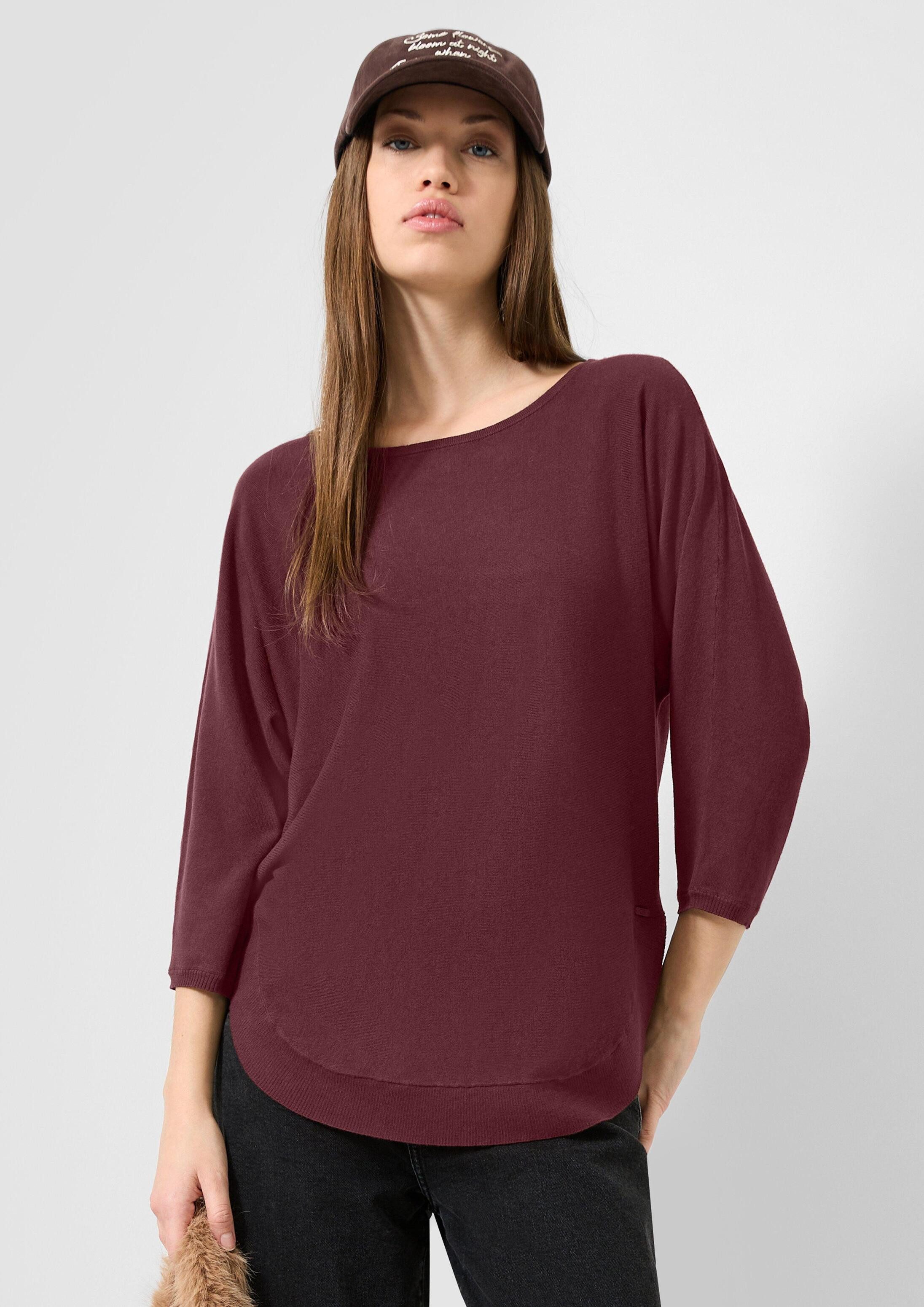 QS 3/4 Arm-Pullover Strickpullover Viskosemix-Pullover mit Fledermausärmeln