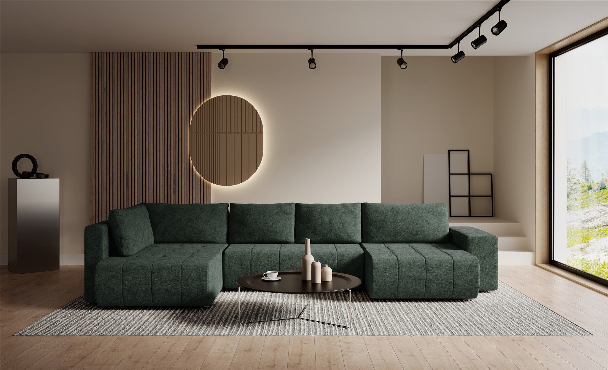 Fun Möbel Wohnlandschaft Sofa ARMANDA mit Schlaffunktion in Stoff Blur, Rundumbezug, mit Bettkasten