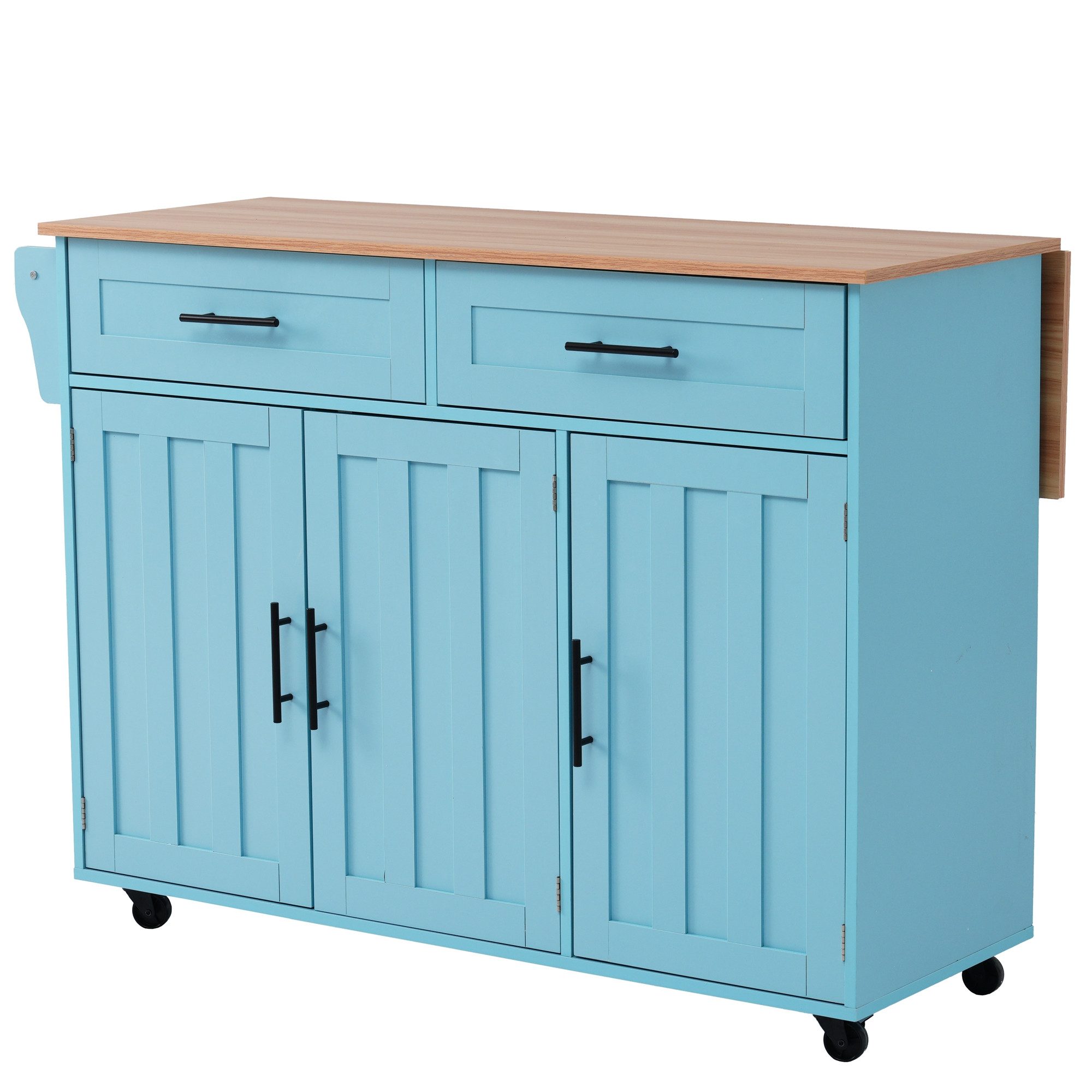Sideboard Mit 3 Türen, 2 Schubladen, Breite 120 cm, Weiß & Blau