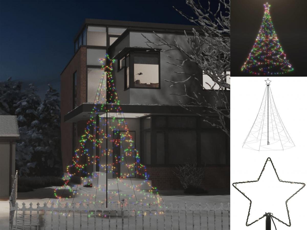 vidaXL Künstlicher Weihnachtsbaum LED-Weihnachtsbaum mit Metallpfosten 500 LEDs Mehrfarbig 3 m