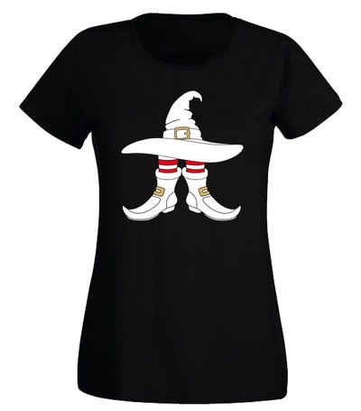 G-graphics T-Shirt Damen T-Shirt - Hexenhut & -stiefel mit trendigem Frontprint, Slim-fit, Aufdruck auf der Vorderseite, Print/Motiv, für jung & alt