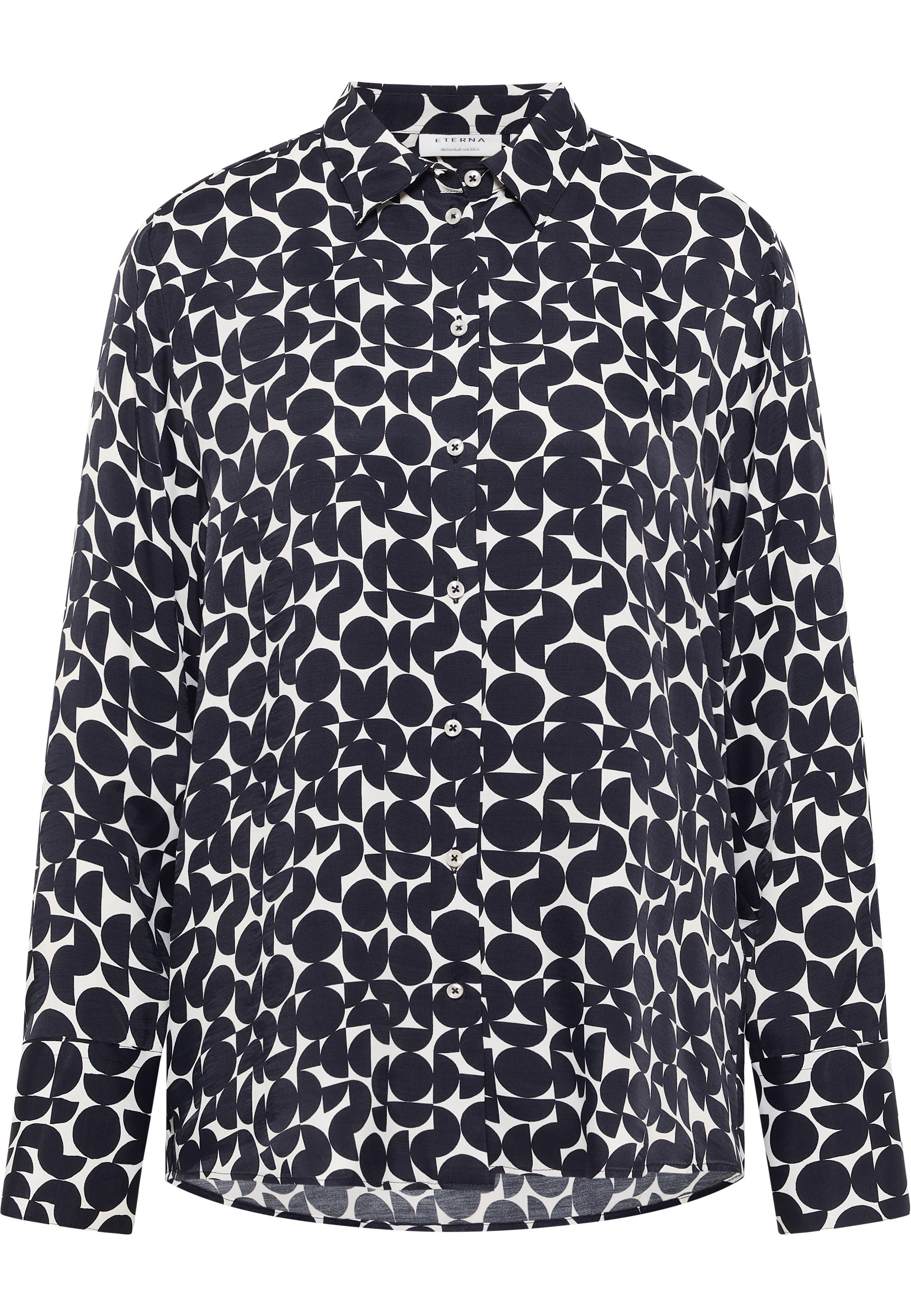 Eterna Blusentop ETERNA LOOSE FIT Langarm Bluse beige-schwarz print 7756-25-D923