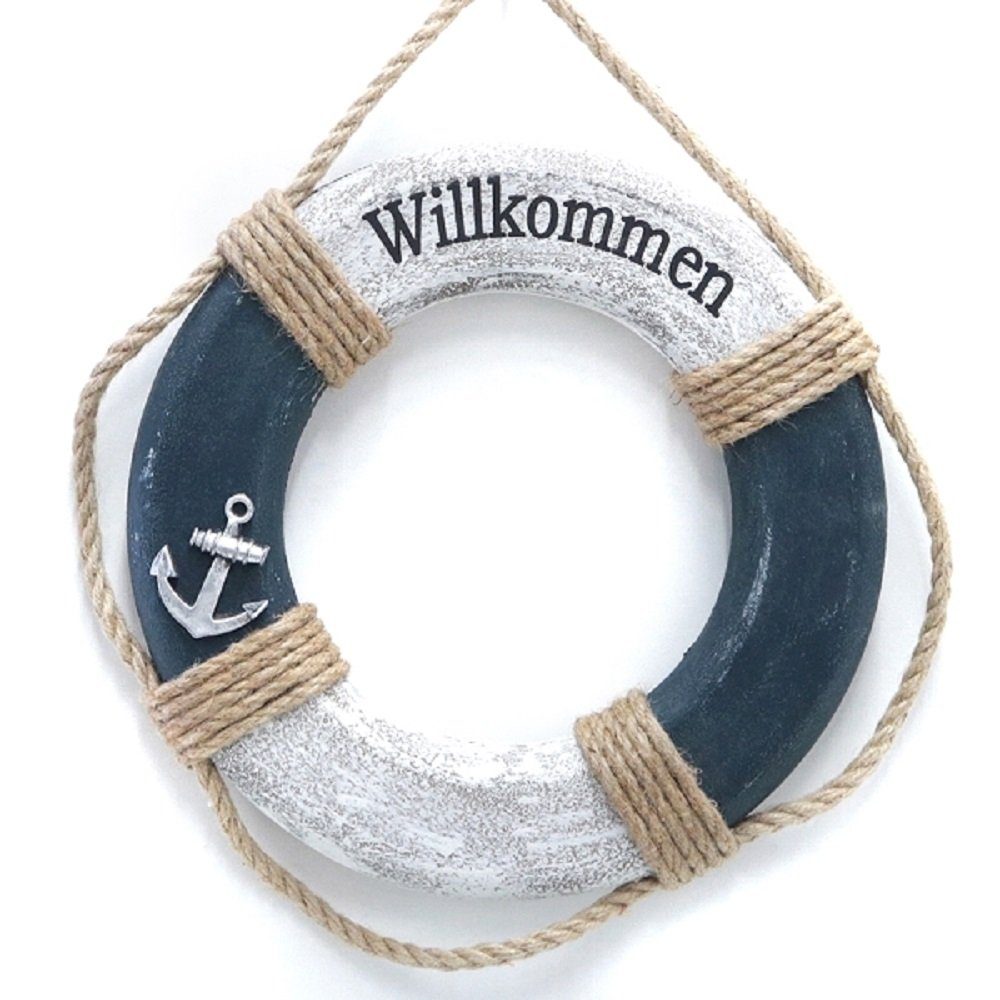 Dekoobjekt Rettungsring & Tau, Maritime Wanddeko Rettungsring aus Holz