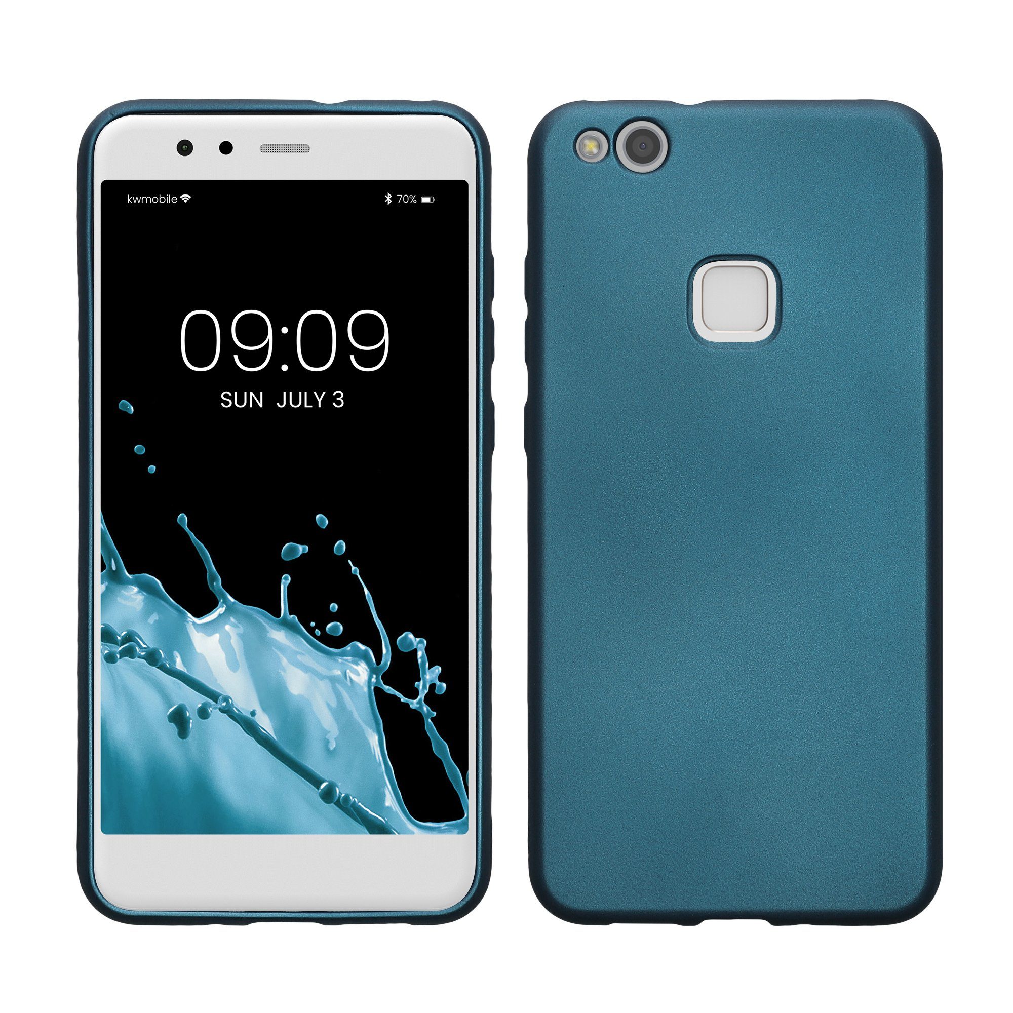 kwmobile Handyhülle Handyhülle für Huawei P10 Lite Hülle, Silikon Case metallisch schimmernd - Schutzhülle Cover