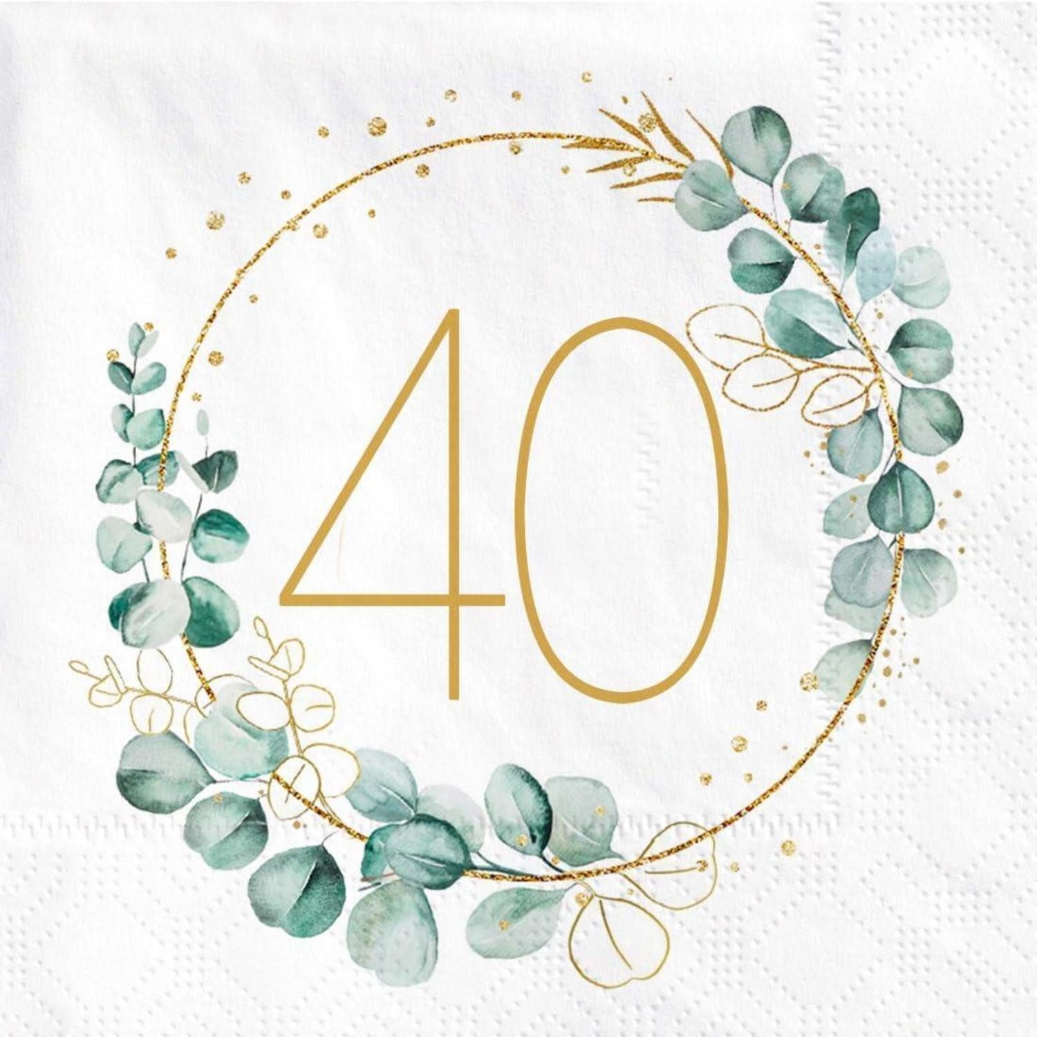 LuxusKollektion Papierserviette Servietten 40 Stück Eukalyptus Gold Grün 40. Geburtstag Servietten
