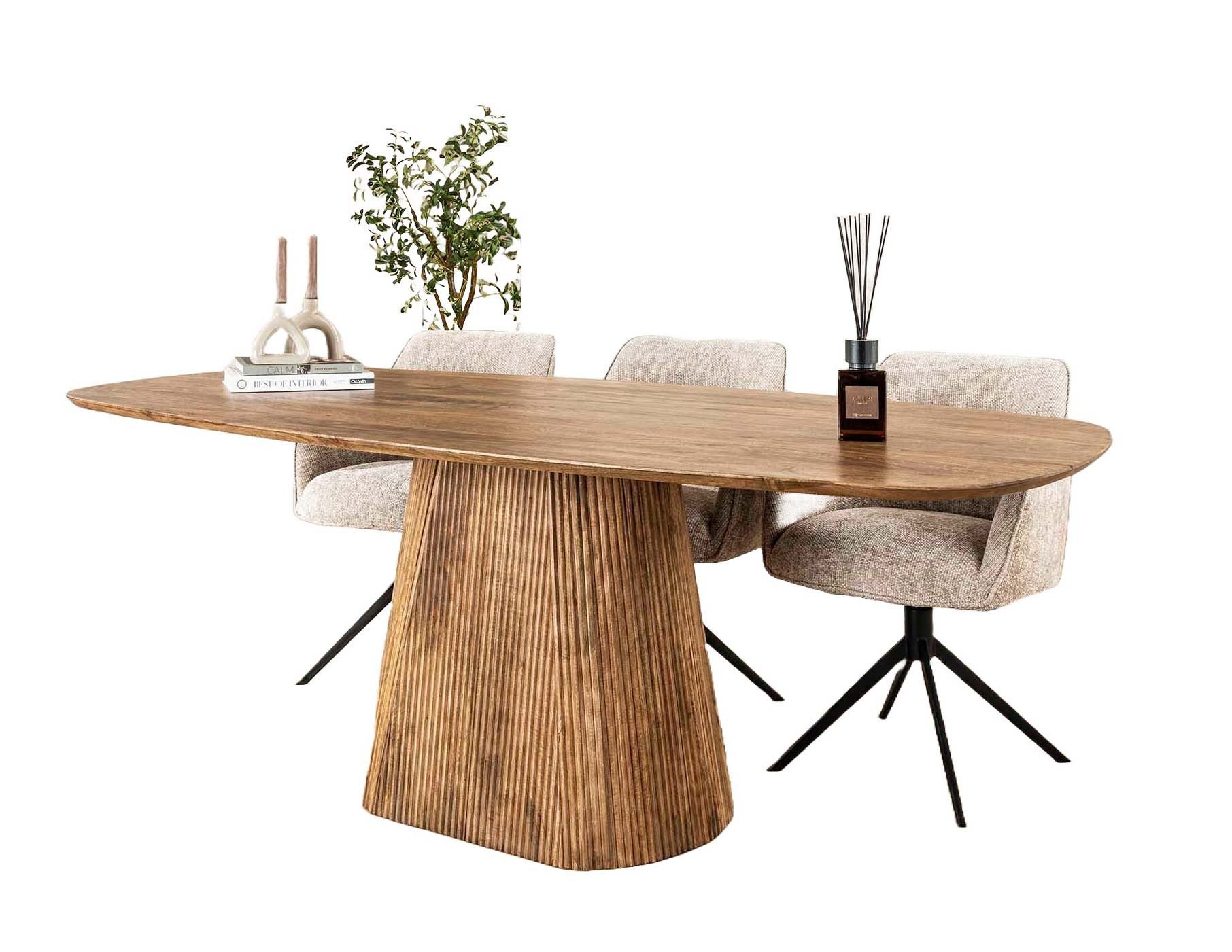 LEVEN Lifestyle Esstisch Esszimmertisch „Nordic Linea“ – Ovaler Tisch Mangoholz 180 cm, Ovale Form für kommunikatives Sitzen