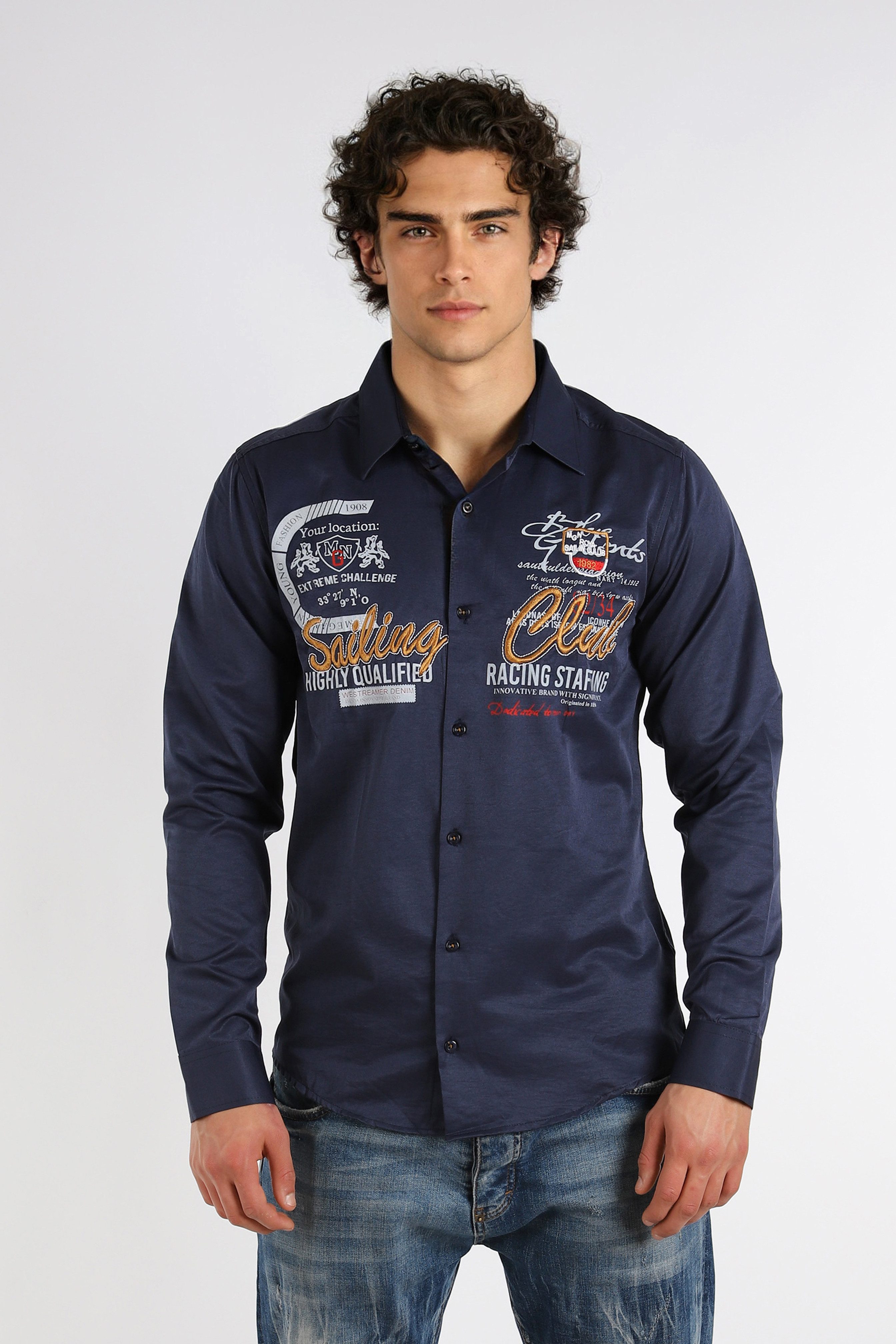 Megaman Jeans Langarmhemd Herren Langarmhemd Elegant und Sportlich Premium