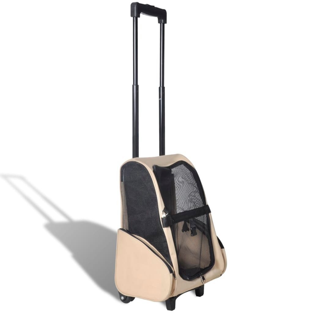 vidaXL Hunde-Transportbox 40 x 25 x 55 cm Multifunktionaler Haustiertrolley Zusammenfaltbar Beig