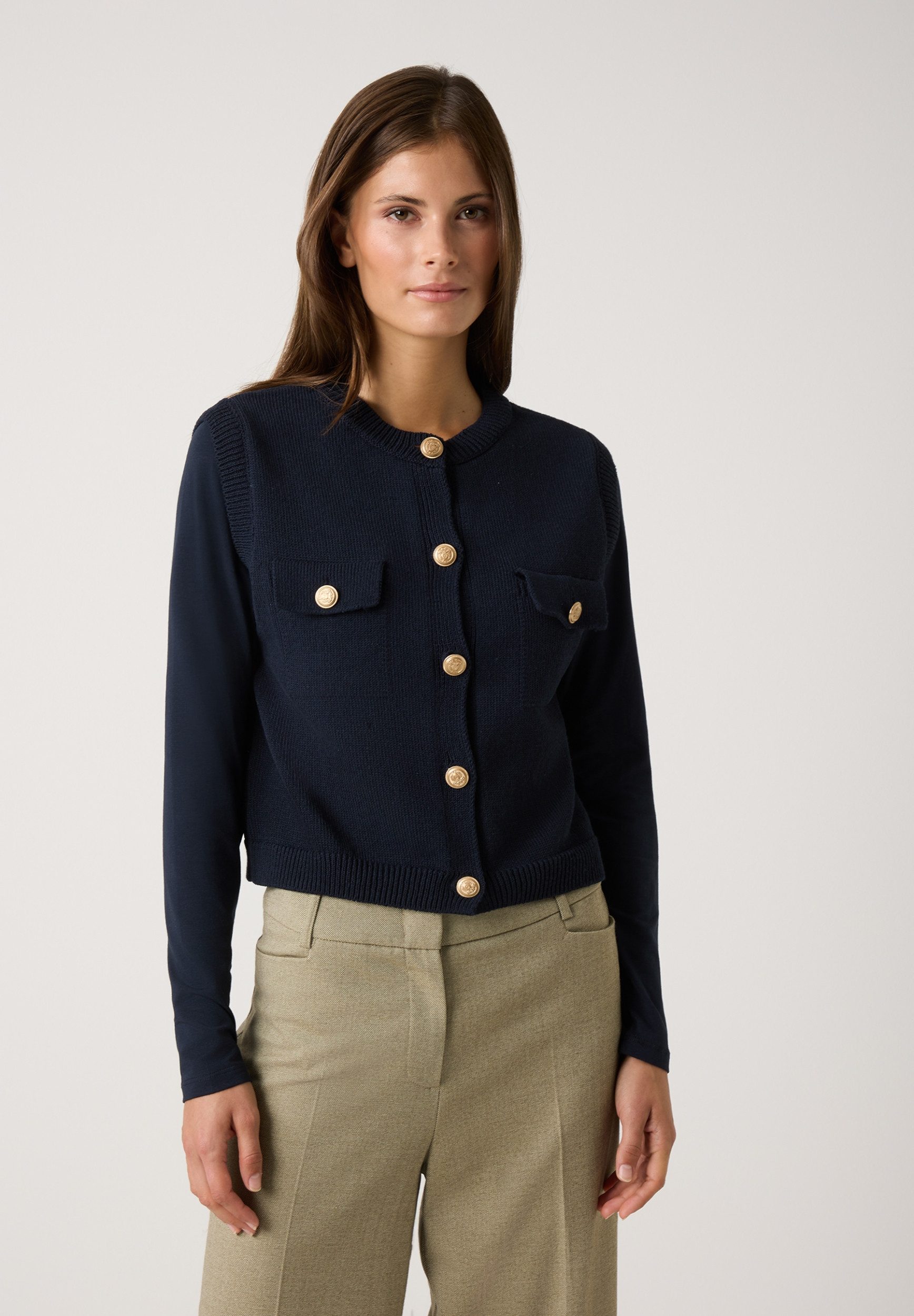 MORE&MORE Strickjacke Knit Vest with Butto günstig online kaufen