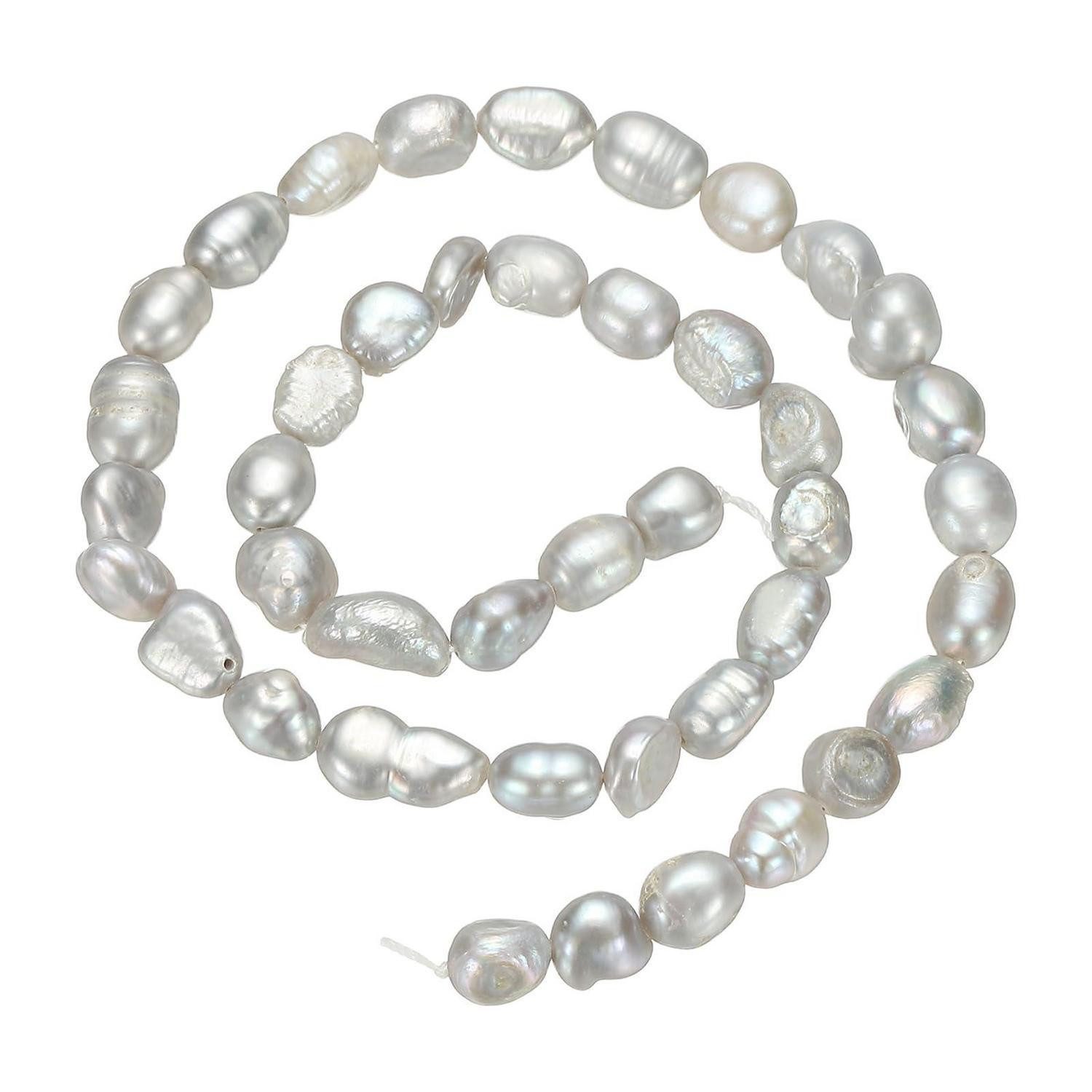 LuxusKollektion Bastelperlen Perlenkette Süßwasserperlen 6-7mm Dunkelgrau, (1-tlg)