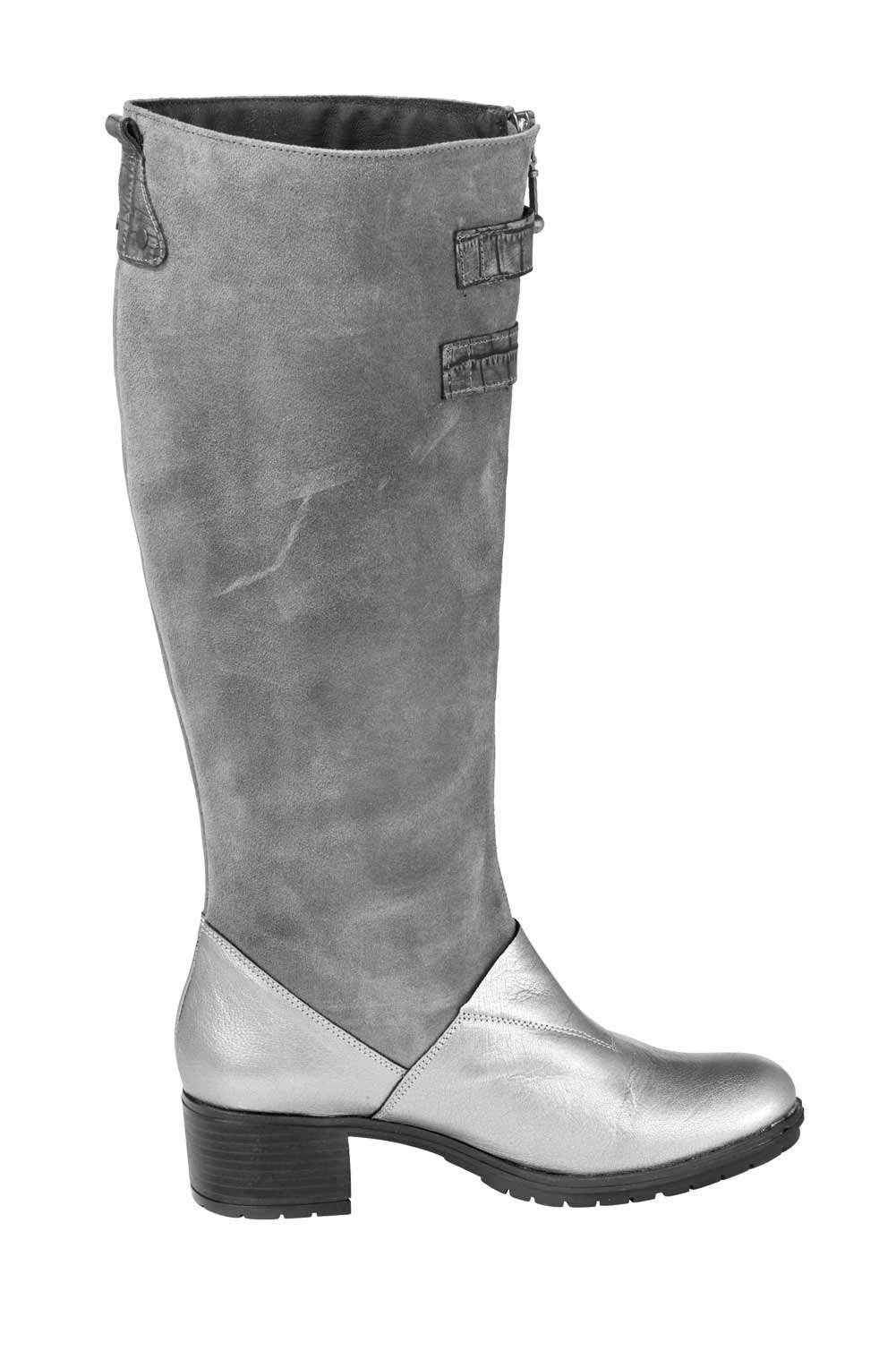 Damen heine grau-silberfarben Heine Stiefel Lederstiefel,