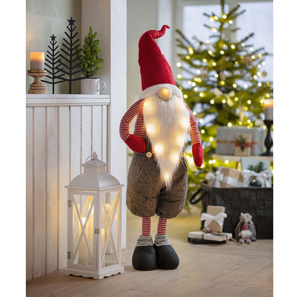 Home-trends24.de LED-Dekofigur Wichtel groß LED Deko Weihnachtsmann Santa  Weihnachten Figur 138 cm