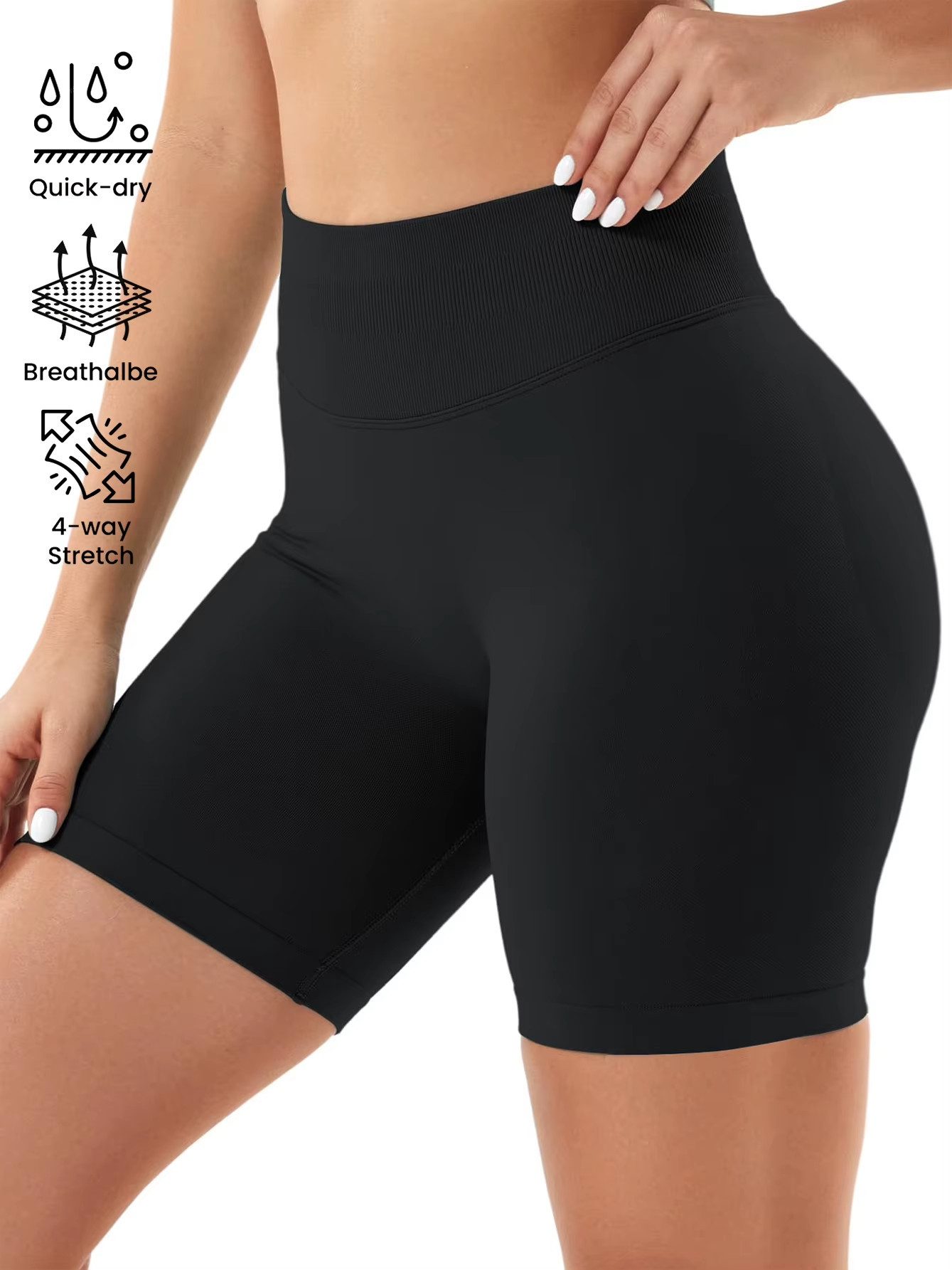 Leggings 2er Pack Damen Sport Shorts Invisible Scrunch Butt Lifting Gym Workout
