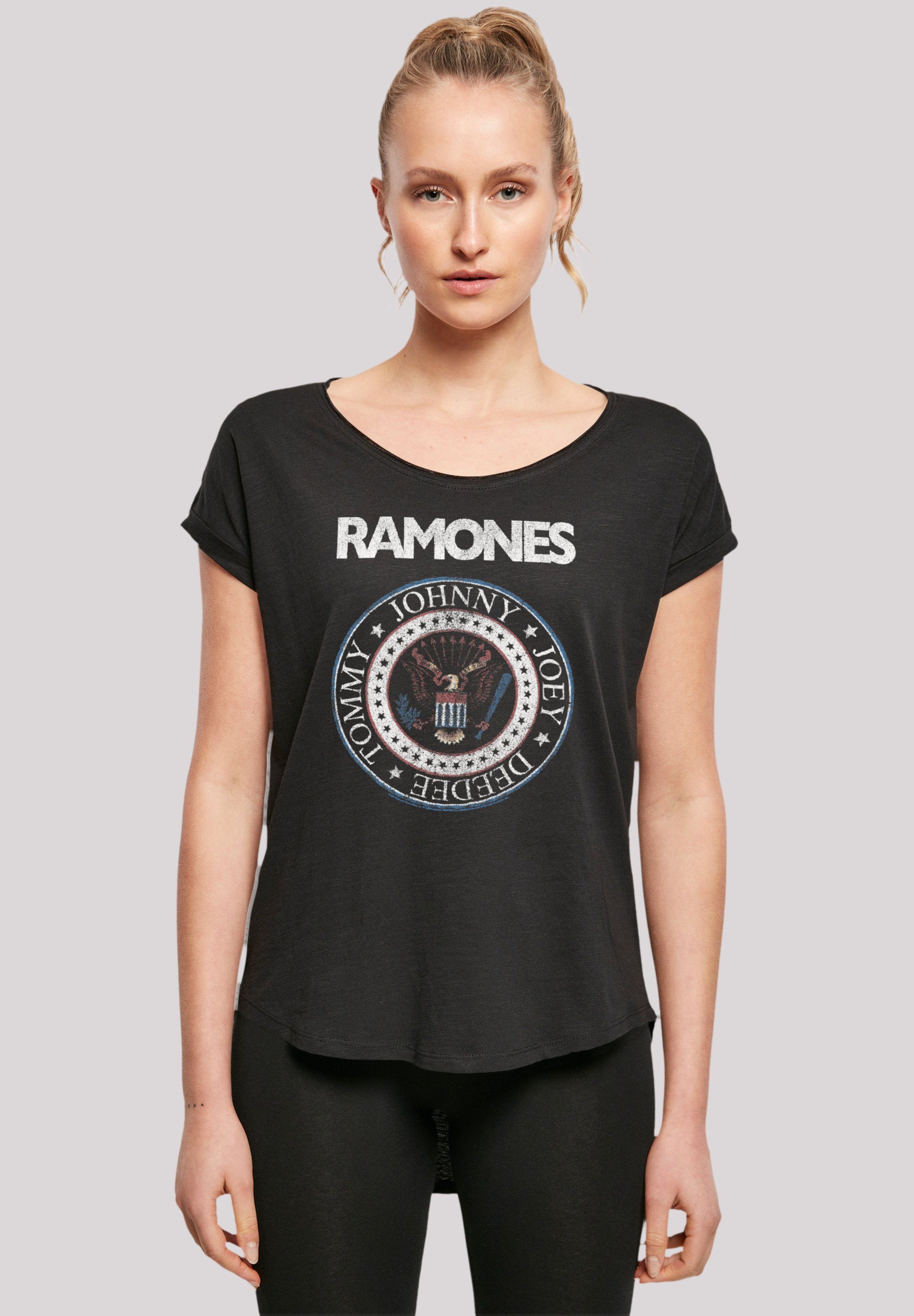 F4NT4STIC T-Shirt Ramones Rock lang Damen Red Band Seal Premium Musik And extra Rock-Musik, Hinten Qualität, White T-Shirt Band, geschnittenes