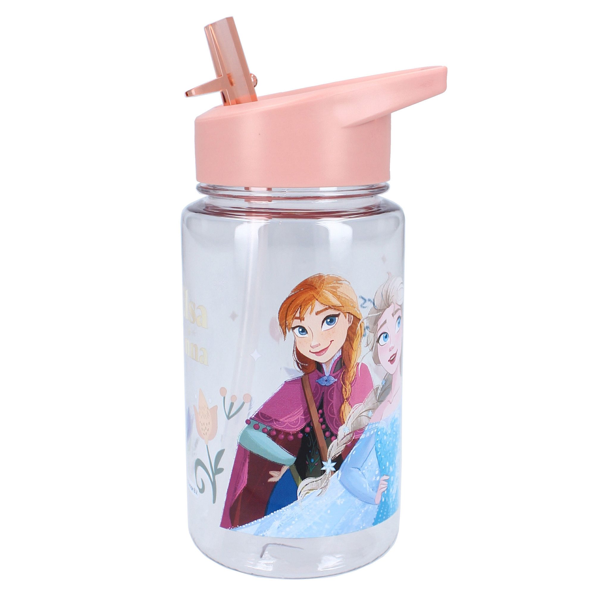 Disney Frozen Trinkflasche 450 ml Wasserflasche – Kinderflasche mit Griff & Strohhalm