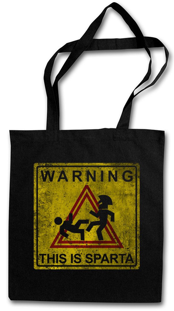 Beuteltasche Warning This Is Sparta Sign Stofftasche Das ist Spartaner Spartiaten
