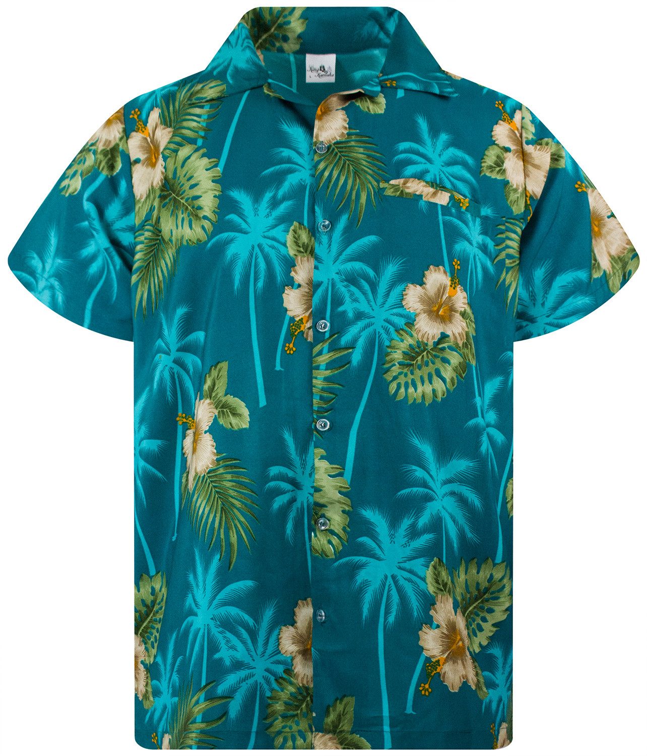 King Kameha Hawaiihemd "Small Flower" Funky Hawaii-Hemd Herren Kurzarm Fronttasche Sommerhemd