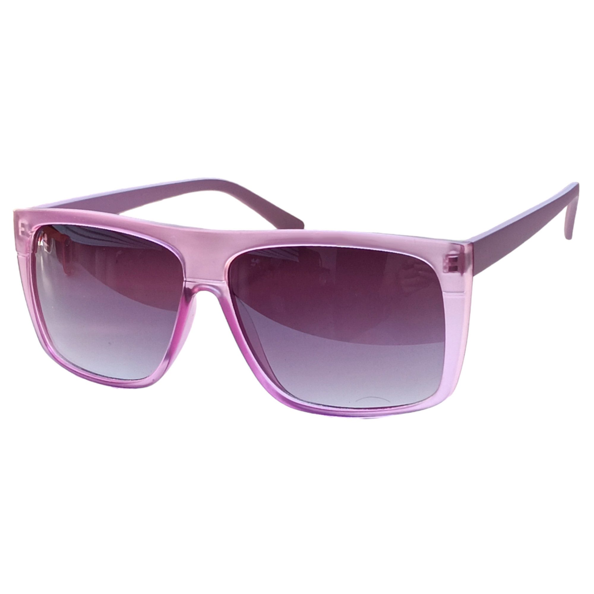 Rennec Sonnenbrille Damen Herren Brille im XL Vintage Retro Stil Transparent Oversize, Rechteckig, Gläser Lila Verlaufsgetönt, inkl. Hardcase