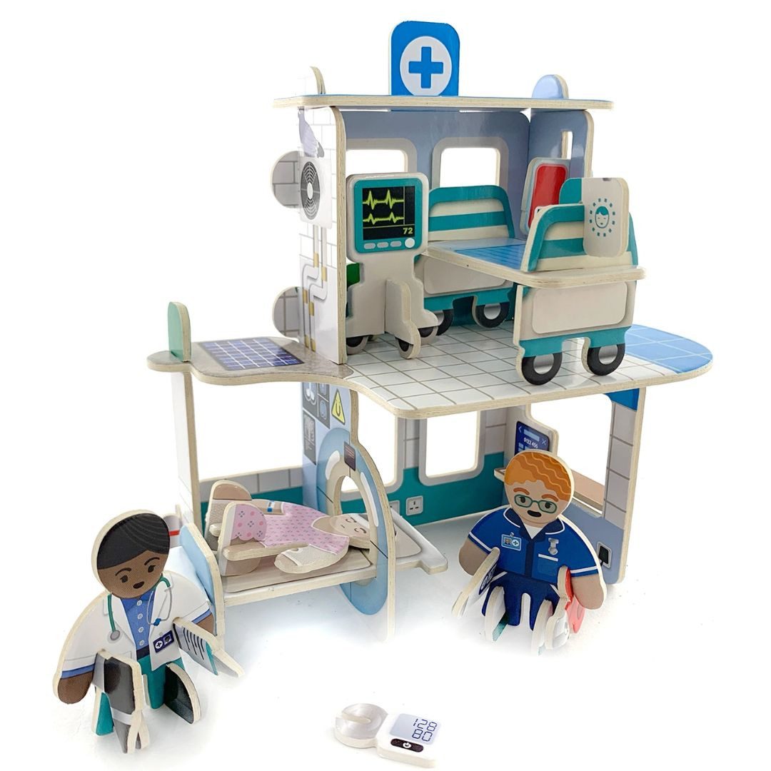 suebidou 3D Spielset Bausatz Steckspiel Krankenhaus Konstruktions-Spielset, nachhaltig, kreativ