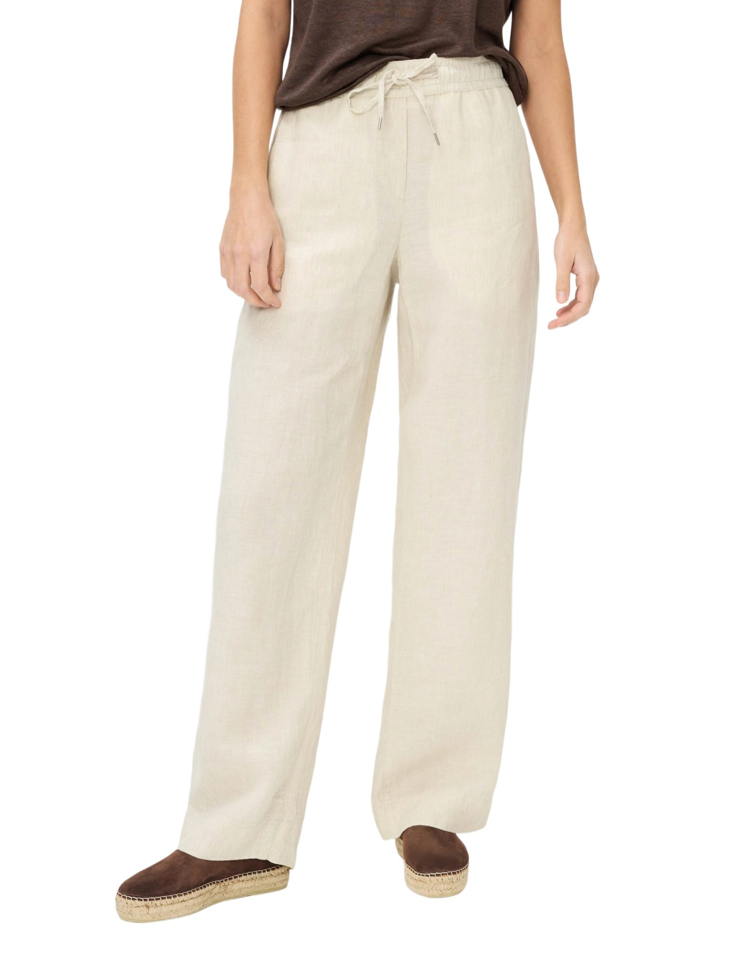 Brax Stretch-Hose natur, Casual, Leinen, Unifarben, Wide Leg, Mittel