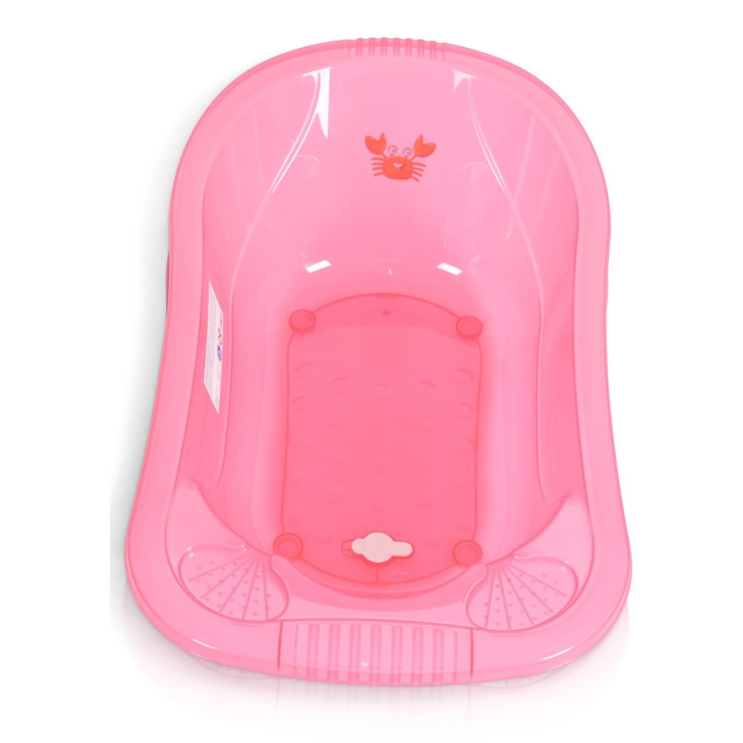 Moni Babybadewanne cm, Babybadewanne Wasserablauf Transparent für rosa Ablagefächer Zubehör Omar 90