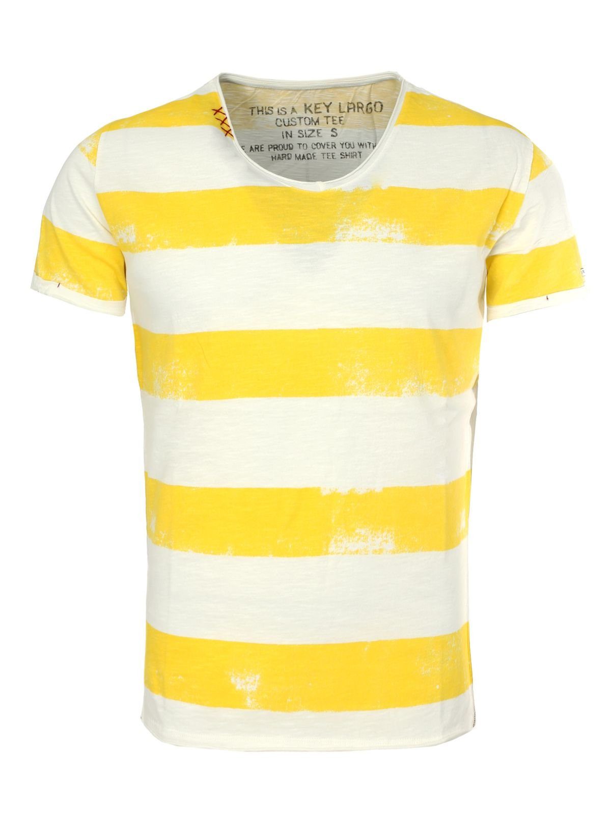 Key Largo T-Shirt Airflight vintage Look MT00238 V-Auschnitt gestreift kurzarm slim fit
