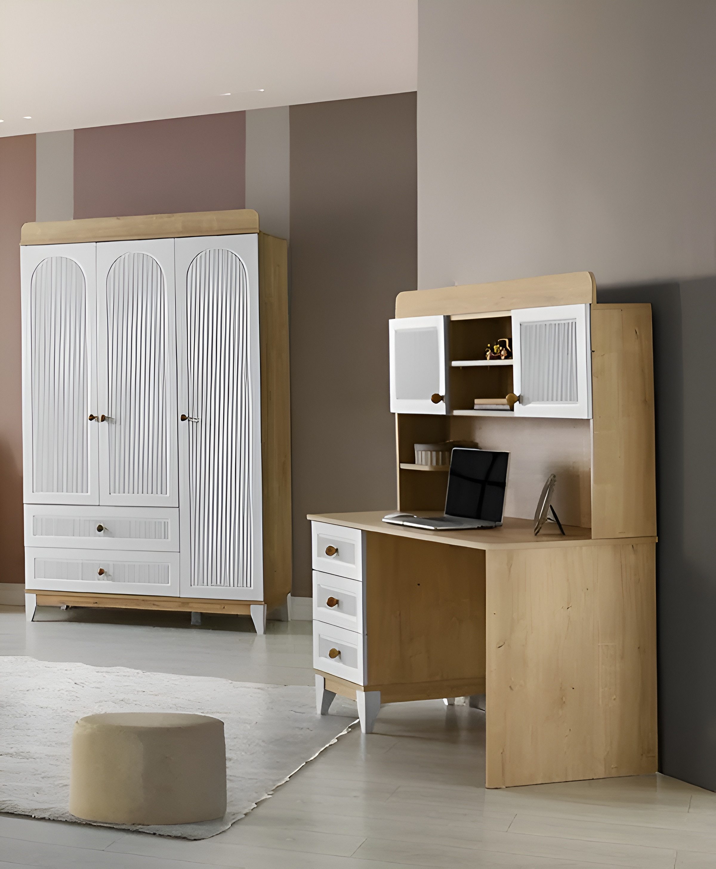Xlmoebel Jugendzimmer-Set Moderner Kleiderschrank mit integriertem Schreibtisch für Kinderzimmer, (2-tlg., Kleiderschrank + Schreibtisch), Hergestellt in Europa