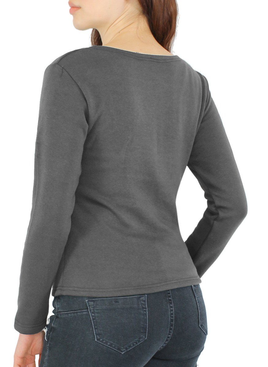 dy_mode Thermohemd Damen Thermo Langarmshirt mit Innenfutter Rundhals Unifa günstig online kaufen