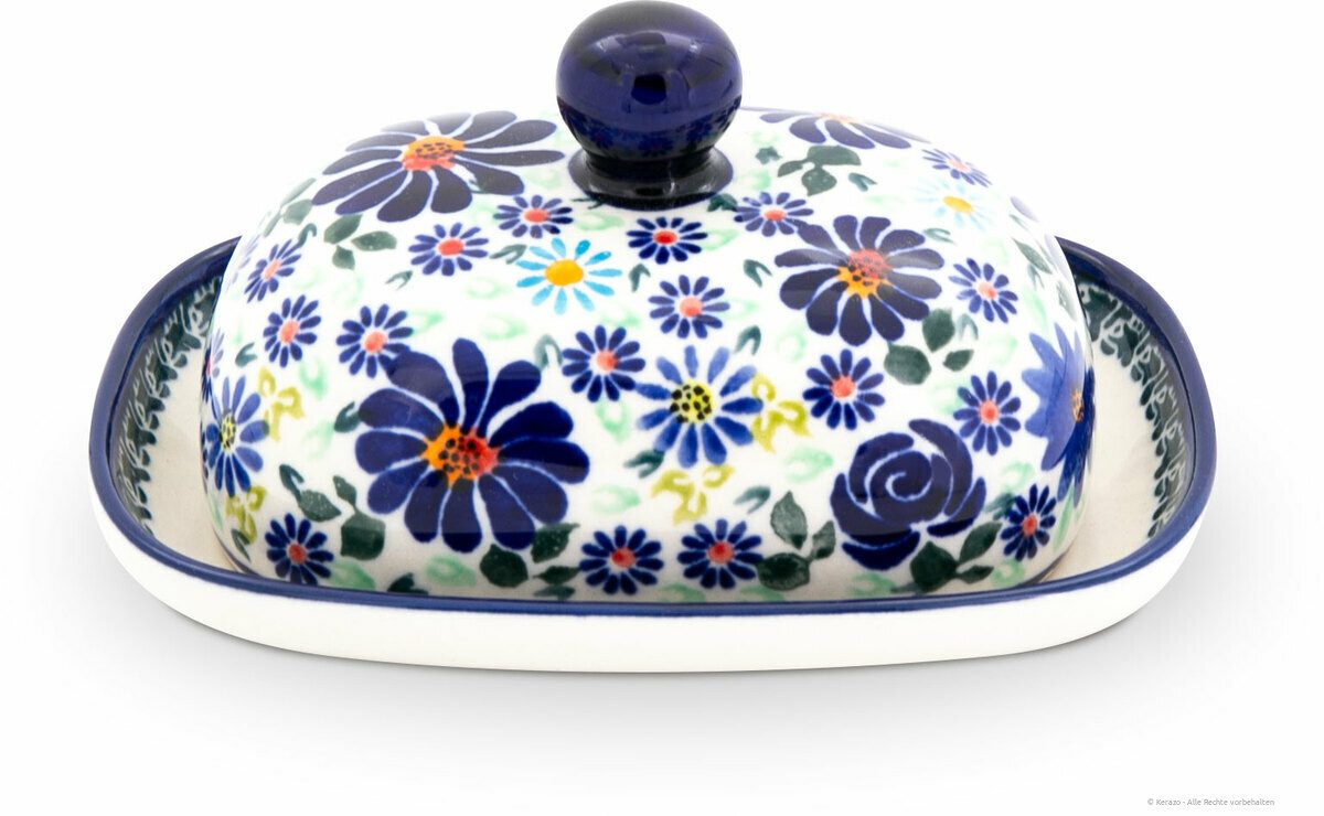 Bunzlauer Keramik Butterdose kleine Bunzlauer Keramik Butterdose für 125g (1/2 Butter)oval DekDU126, Keramik