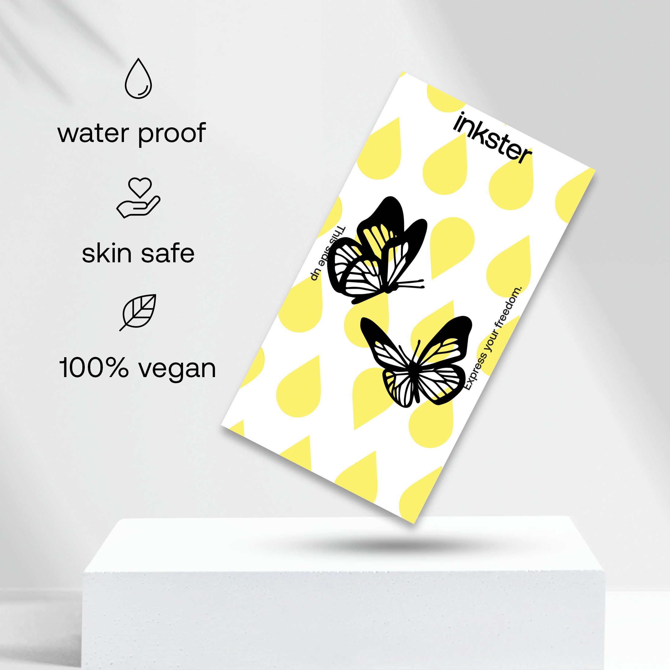 Inkster Schmuck-Tattoo Tanzende Schmetterlinge, wasserfestes temporäres Tattoo, 2 Wochen Halt