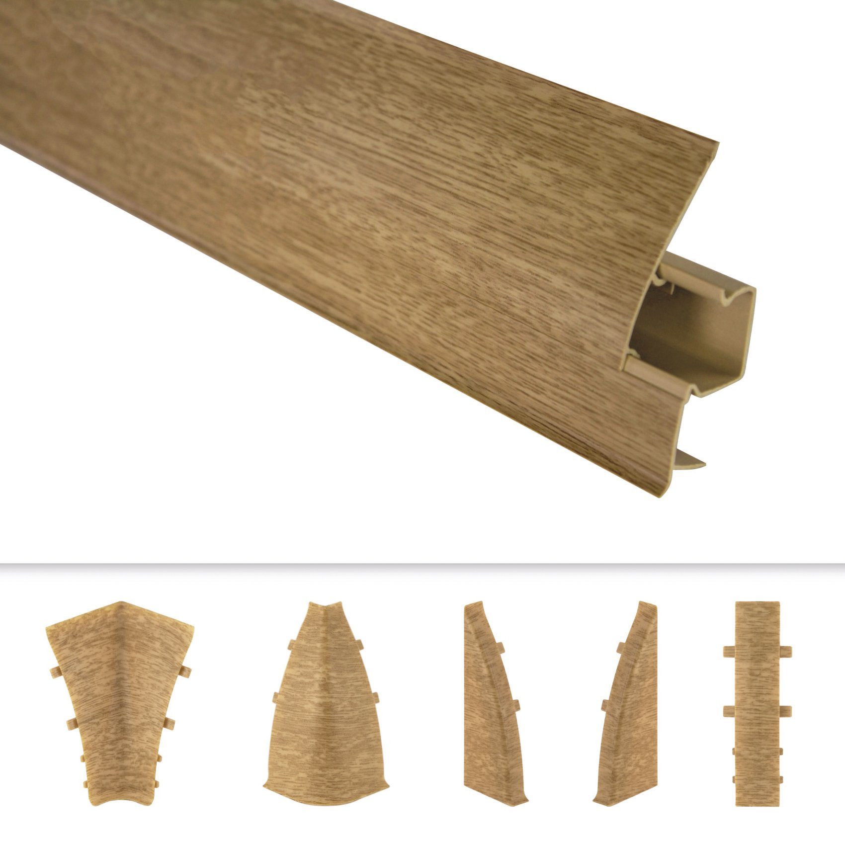 Lemal Sockelleiste, PVC Fußleisten 70x50mm mit Kabelkanal - (Außenecke) Ламинатleiste Kabelführung Vinyl