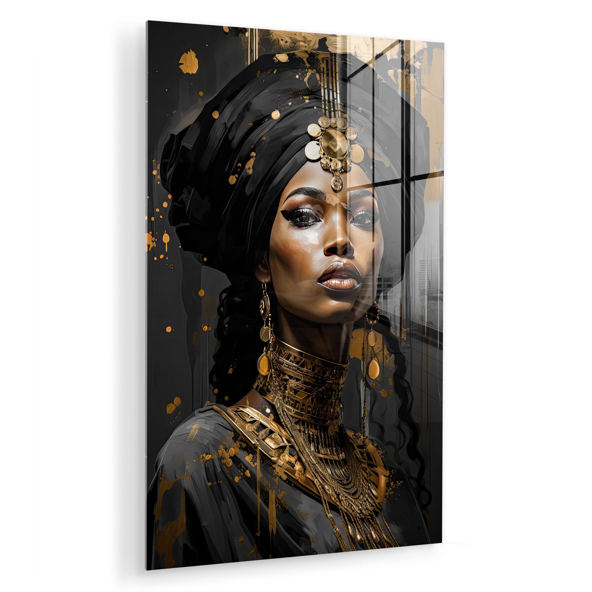 MuchoWow Acrylglasbild Frau - Gold - günstig online kaufen