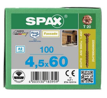 SPAX Spanplattenschraube Fassadenschraube, (Edelstahl A2 Antik, 100 St), 4,5x60 mm