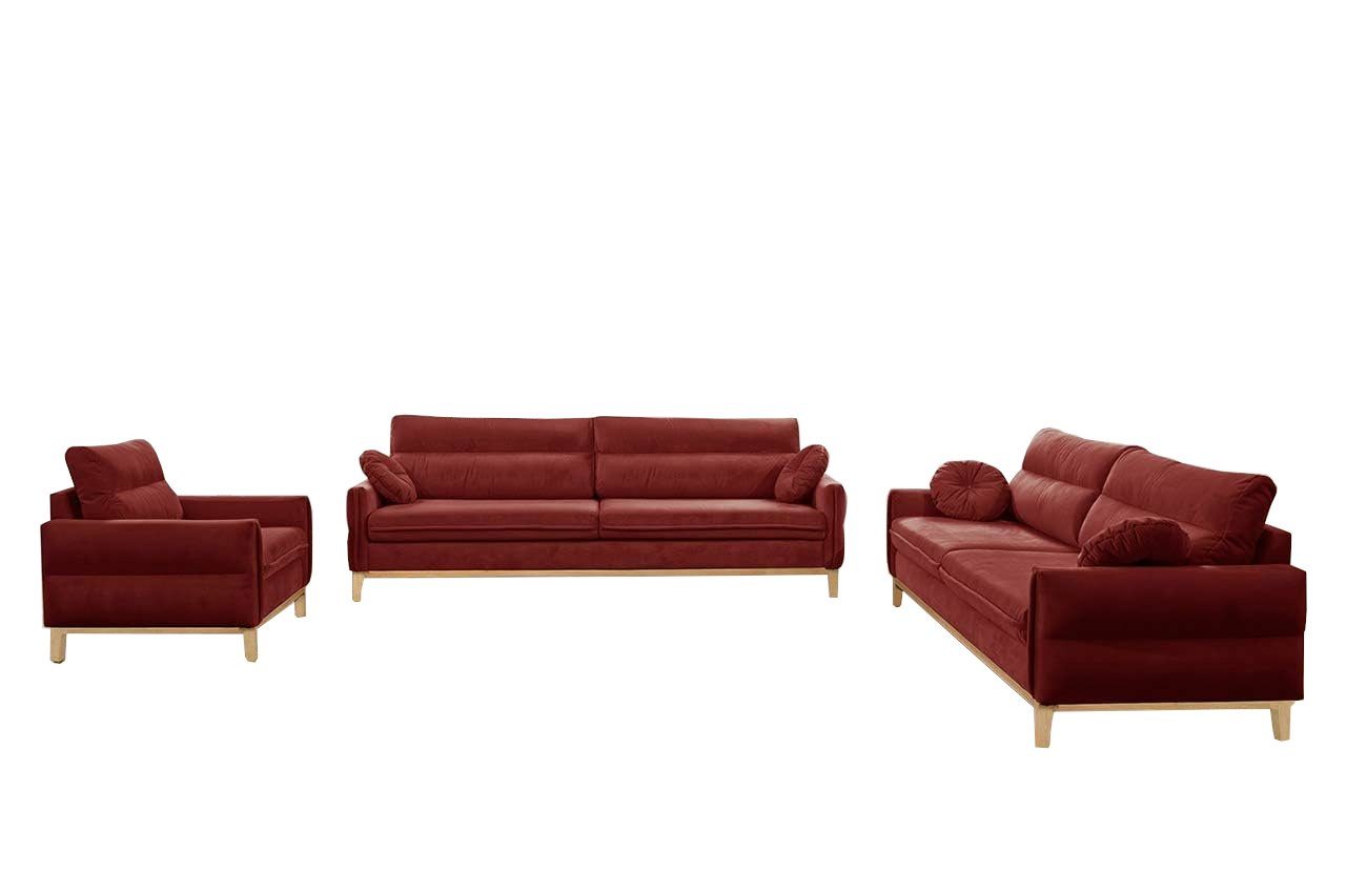 MOEBLO Polstergarnitur ESTELA 3+2+1, (Stoff Samt (Velour) Glamour Wohnlandschaft Sofa Couch Garnitur, Polstermöbel-Set Ohrensofa 3 Sitzer, 2 Sitzer und Sessel)