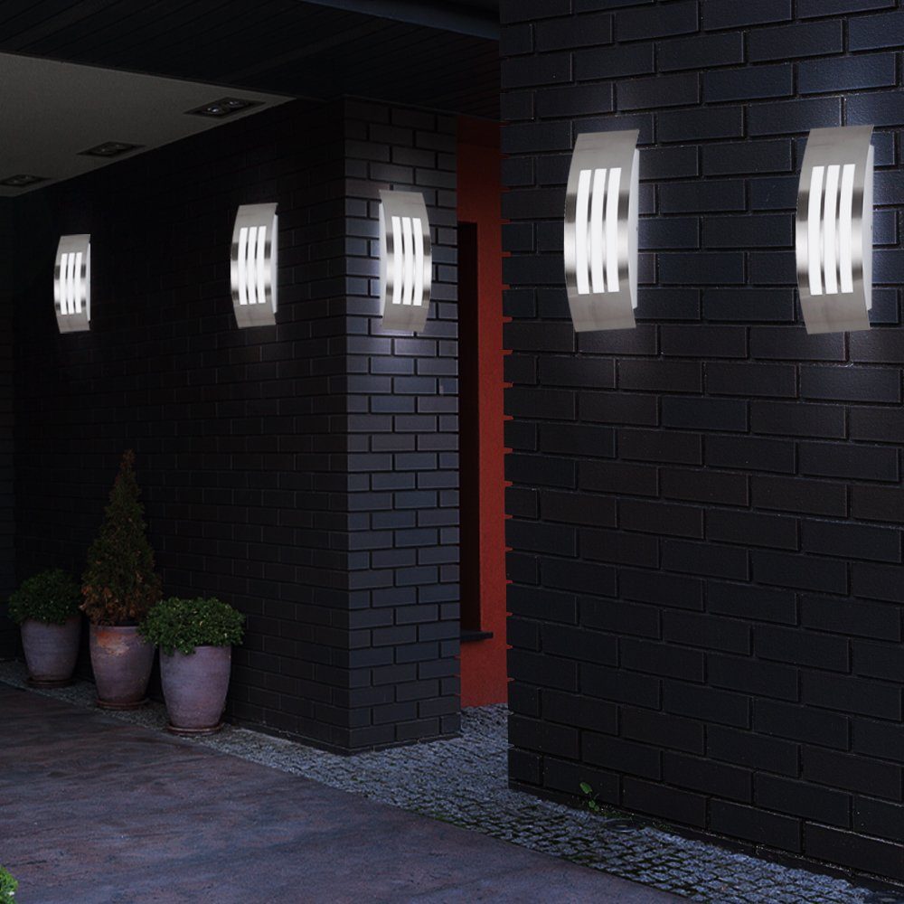 inklusive, Fassadenlampe Leuchtmittel silber etc-shop Außen-Wandleuchte, nicht Außenwandleuchten Gartenleuchte Wandlampe
