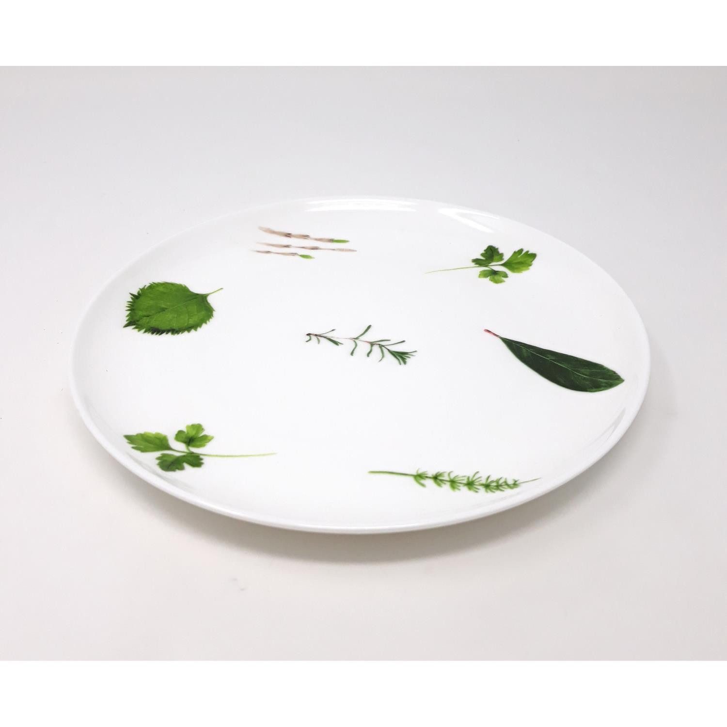 TeaLogic Frühstücksteller Prima Vera, Spülmaschinengeeignet, Weiß, Motiv: Kräuter