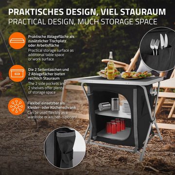 ECD Germany Campingschrank Campingküche Küchenbox Outdoorschrank Faltschrank Faltbar Grau-Schwarz 60x64x45cm Aluminiumgestell tragbar Tragetasche