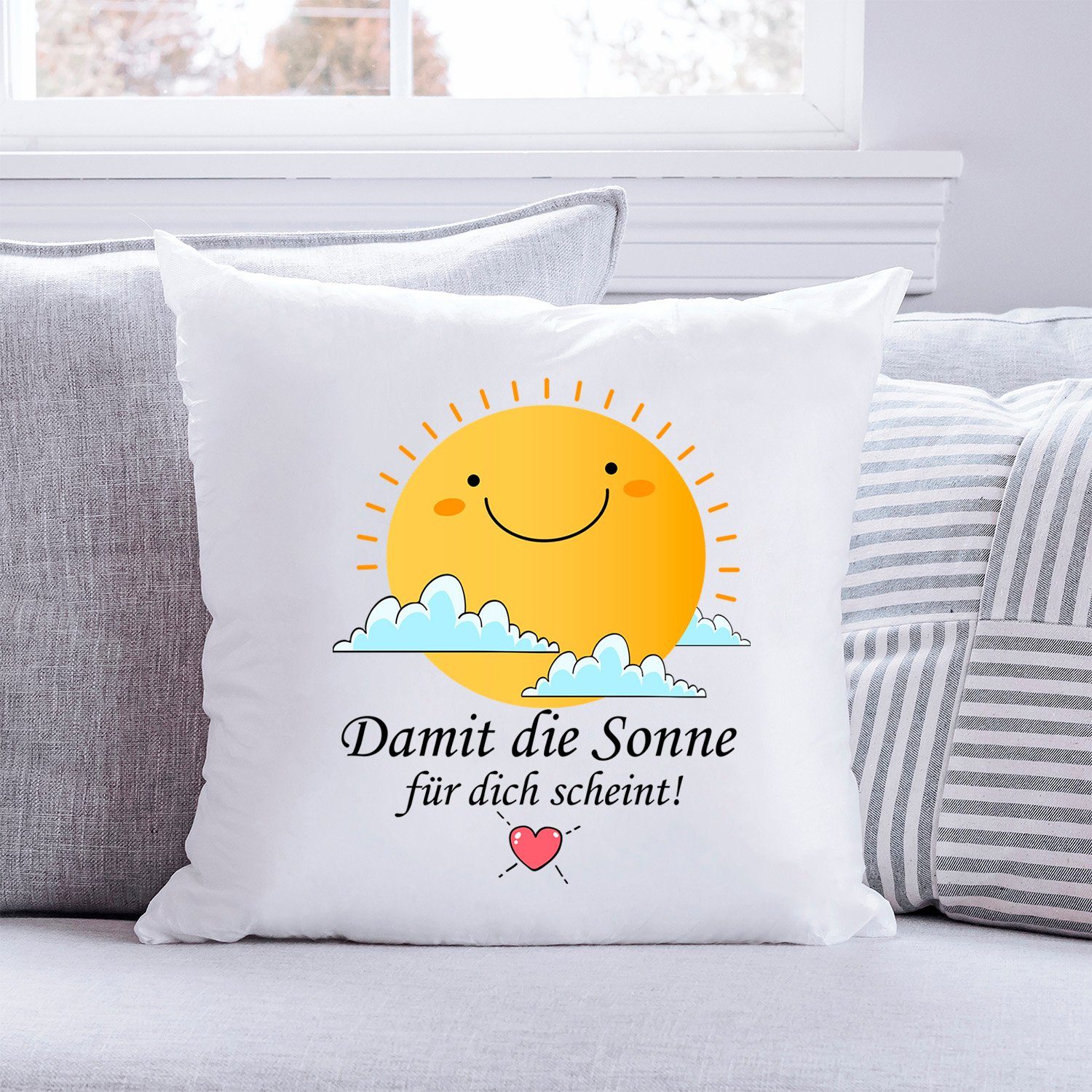 GRAVURZEILE Zierkissen mit Spruch Damit die Sonne für dich scheint