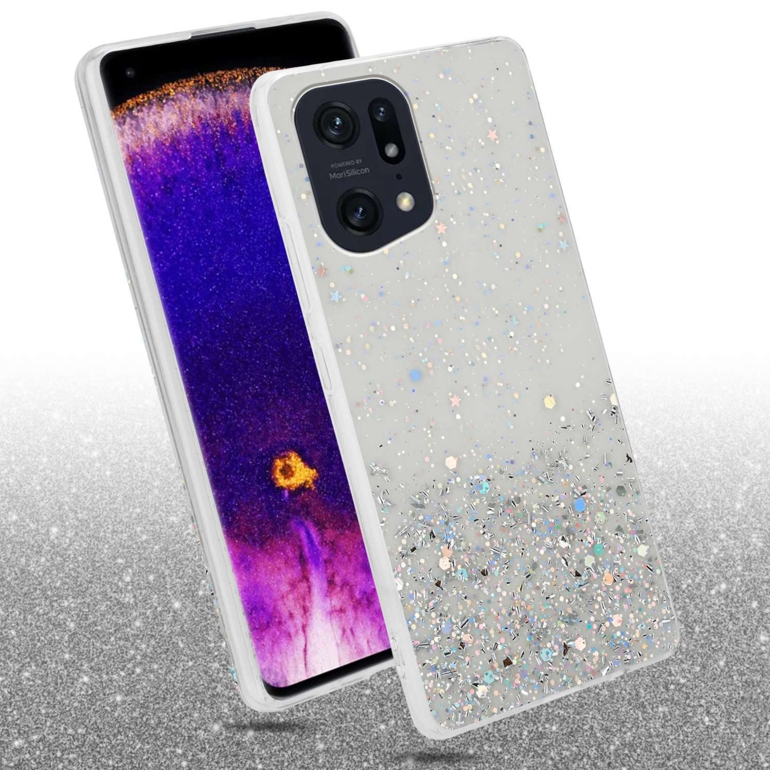 Cadorabo Handyhülle für Oppo FIND X5 PRO Hülle Oppo FIND X5 PRO, Flexible TPU Silikon Handy Schutzhülle - Hülle - mit Glitzer