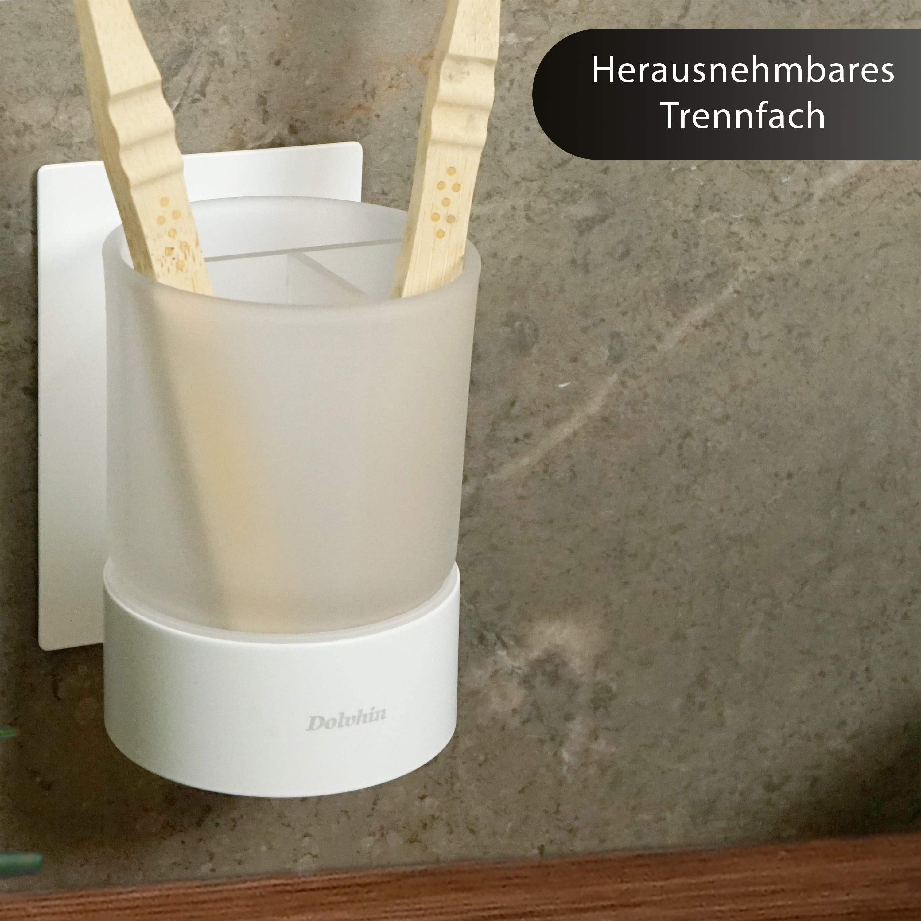 Dolvhin Zahnputzbecher Wandmontage ohne Bohren, Glas Zahnputzbecherhalter, günstig online kaufen
