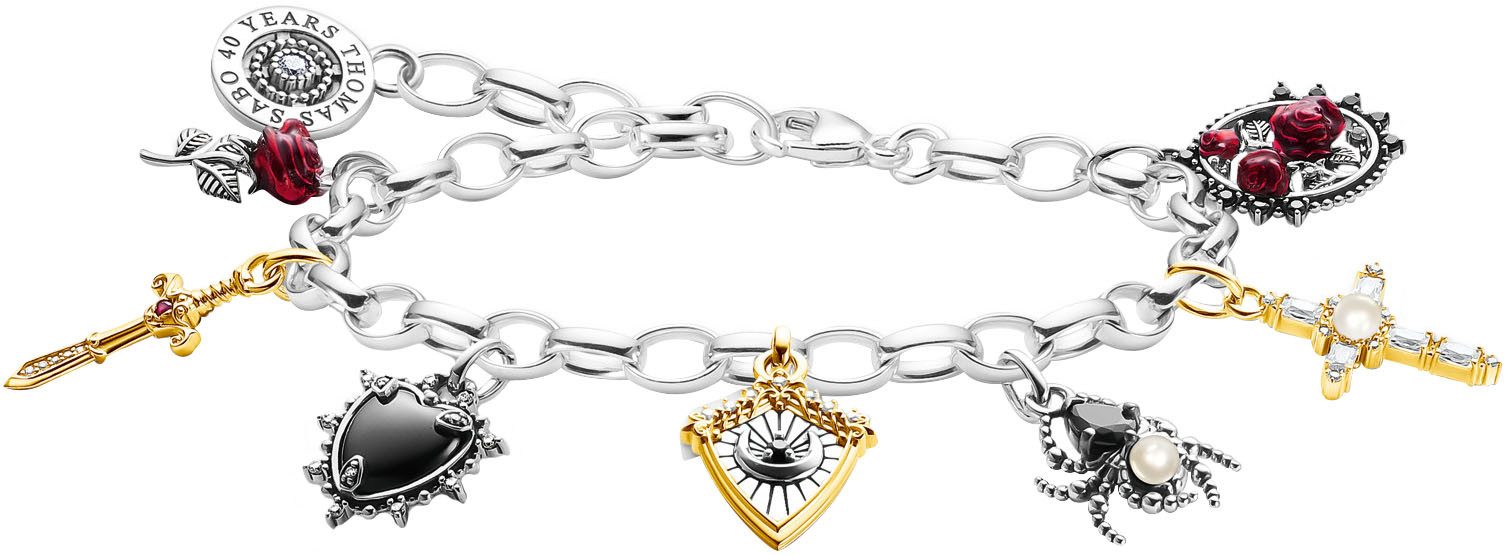 THOMAS SABO Armband True Romance, Kreuz, Rosé, Spinnen-Optik, A2174-167-7-L19, mit Zirkonia (synth), Saphir (synth) - mit Süßwasserzuchtperle