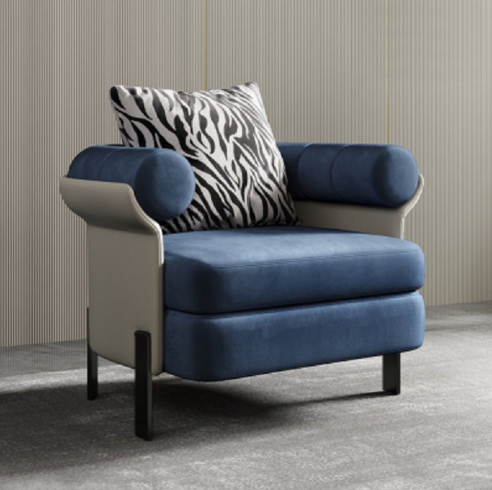 JVmoebel Sessel Blau Sessel Lounge Designer Polster Sofa 1 Sitzer Wohnzimmer Neu (1-St., Sessel), Made in Europe